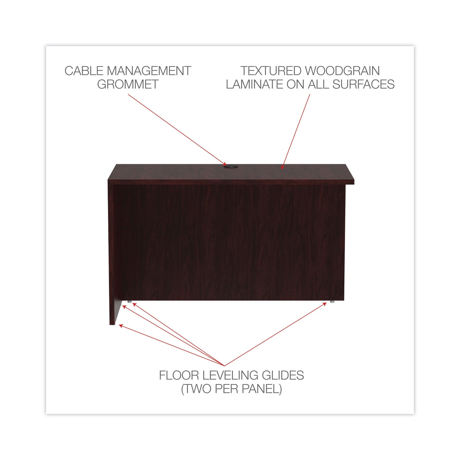 Alera® Alera Valencia Series Reversible Return/Bridge Shell, 47.25w x 23.63d x 29.5h, Mahogany