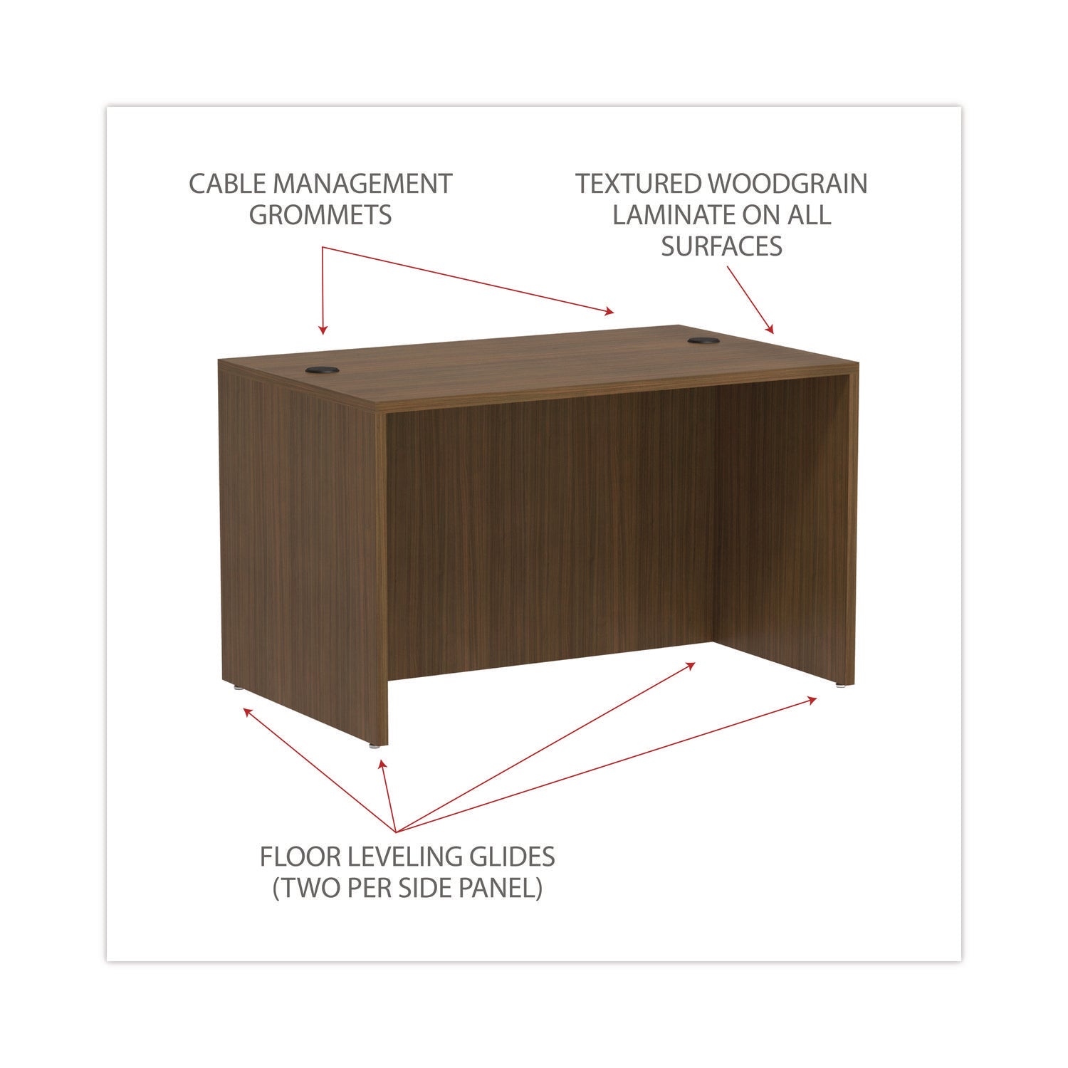 Alera® Alera Valencia Series Straight Front Desk Shell, 47.25" x 29.5" x 29.63", Modern Walnut