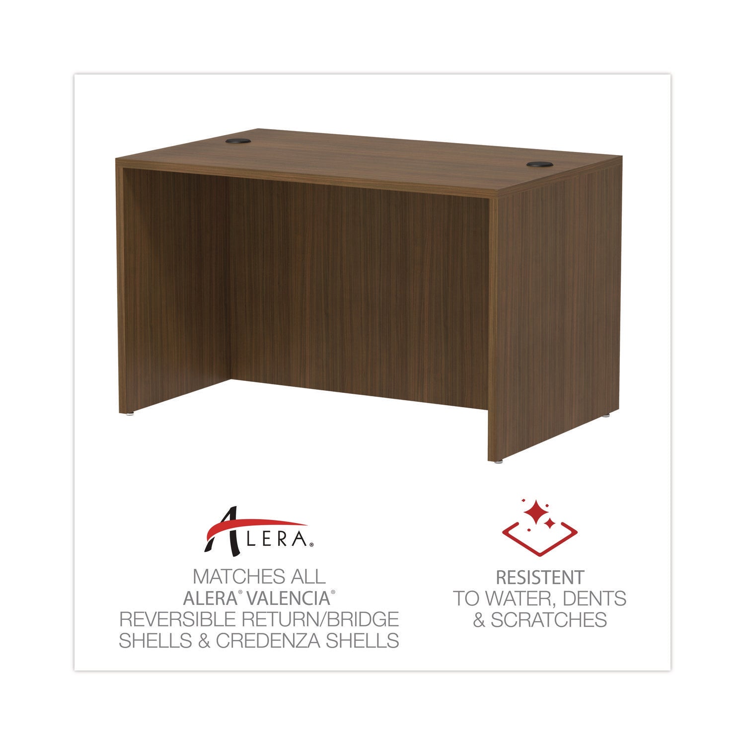 Alera® Alera Valencia Series Straight Front Desk Shell, 47.25" x 29.5" x 29.63", Modern Walnut