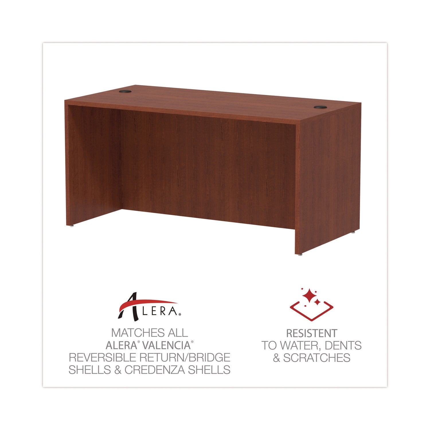 Alera® Alera Valencia Series Straight Front Desk Shell, 59.13" x 29.5" x 29.63", Medium Cherry