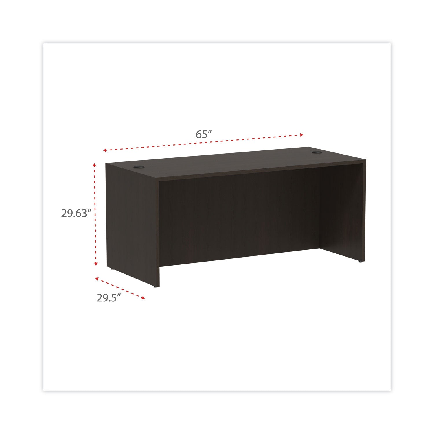 Alera® Alera Valencia Series Straight Front Desk Shell, 65" x 29.5" x 29.63", Espresso