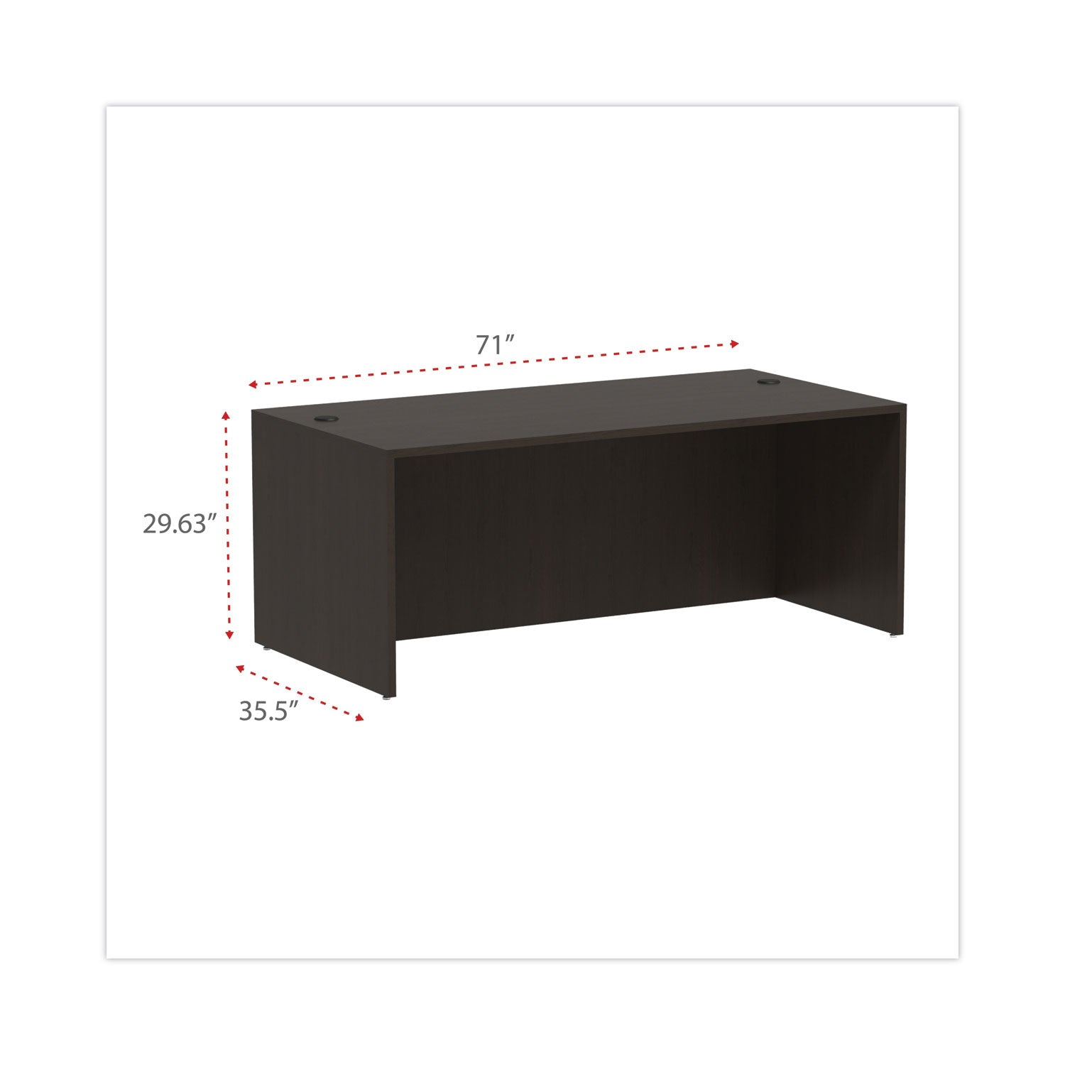 Alera® Alera Valencia Series Straight Front Desk Shell, 71" x 35.5" x 29.63", Espresso