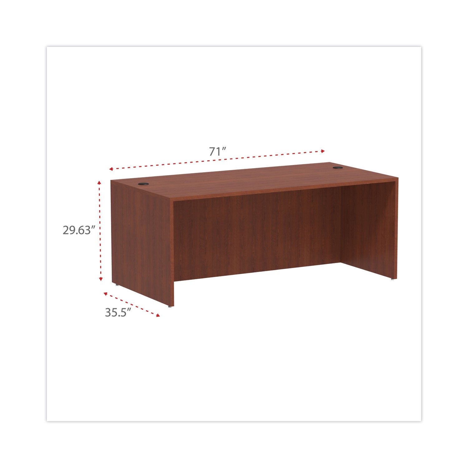 Alera® Alera Valencia Series Straight Front Desk Shell, 71" x 35.5" x 29.63", Medium Cherry