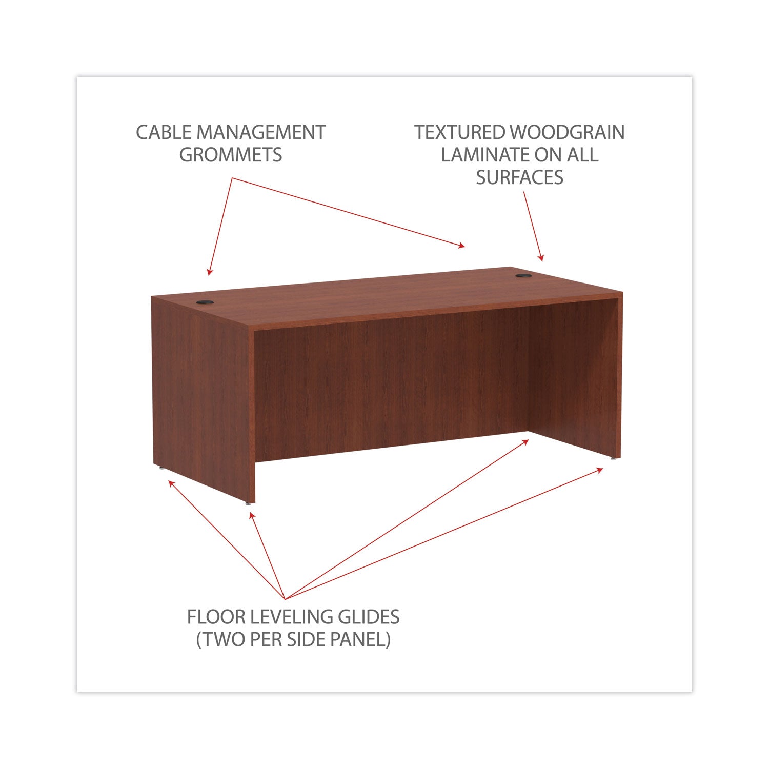 Alera® Alera Valencia Series Straight Front Desk Shell, 71" x 35.5" x 29.63", Medium Cherry