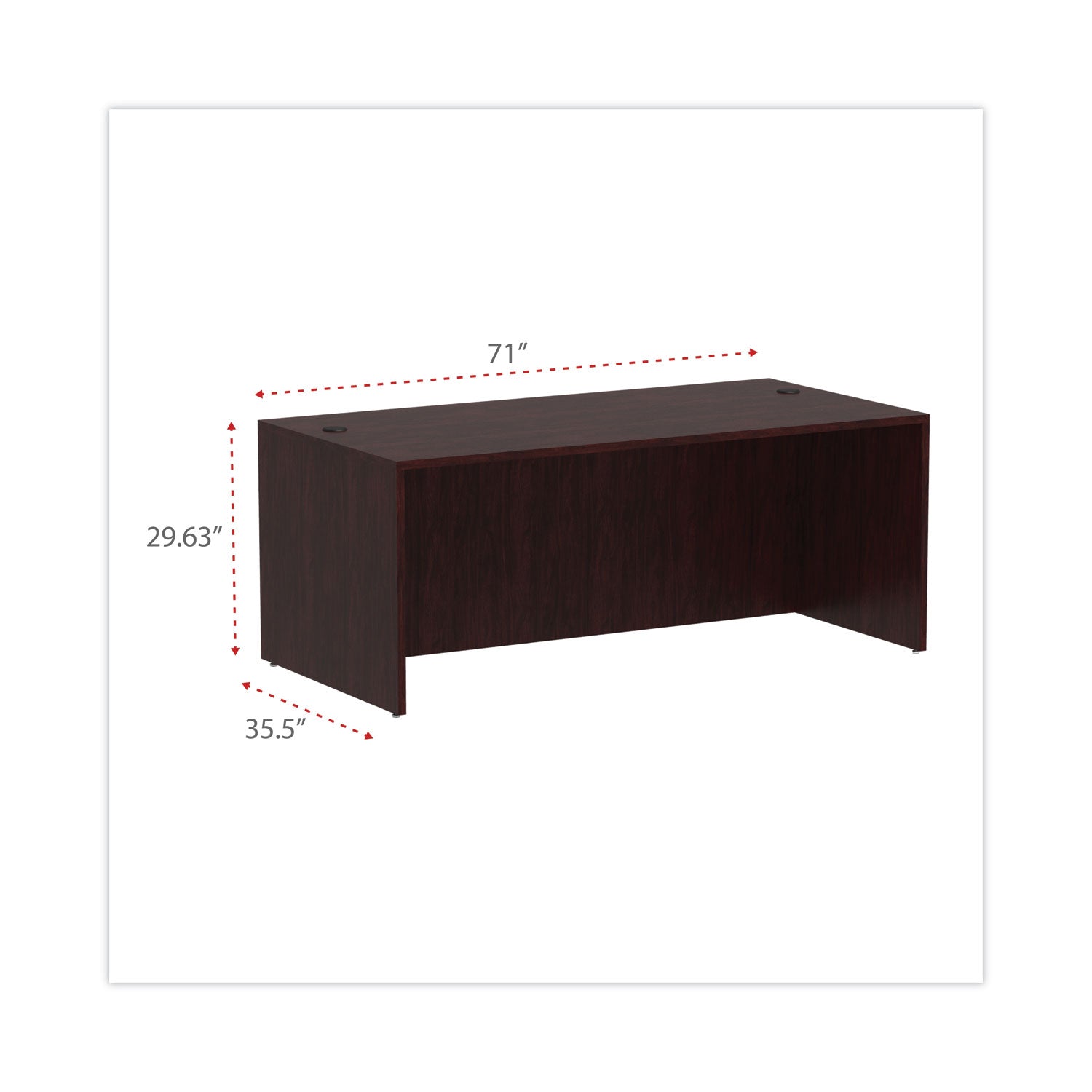 Alera® Alera Valencia Series Straight Front Desk Shell, 71" x 35.5" x 29.63", Mahogany