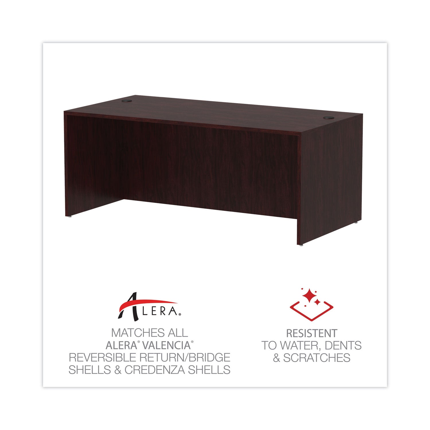 Alera® Alera Valencia Series Straight Front Desk Shell, 71" x 35.5" x 29.63", Mahogany