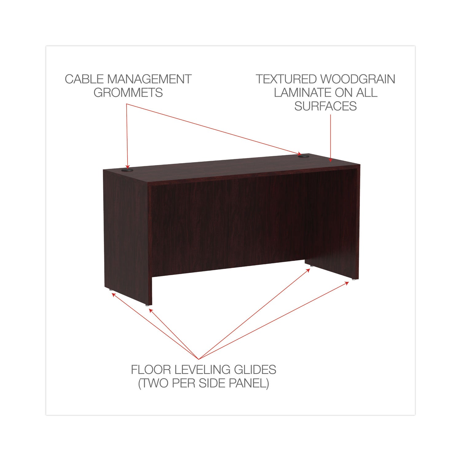 Alera® Alera Valencia Series Credenza Shell, 59.13w x 23.63d x 29.5h, Mahogany