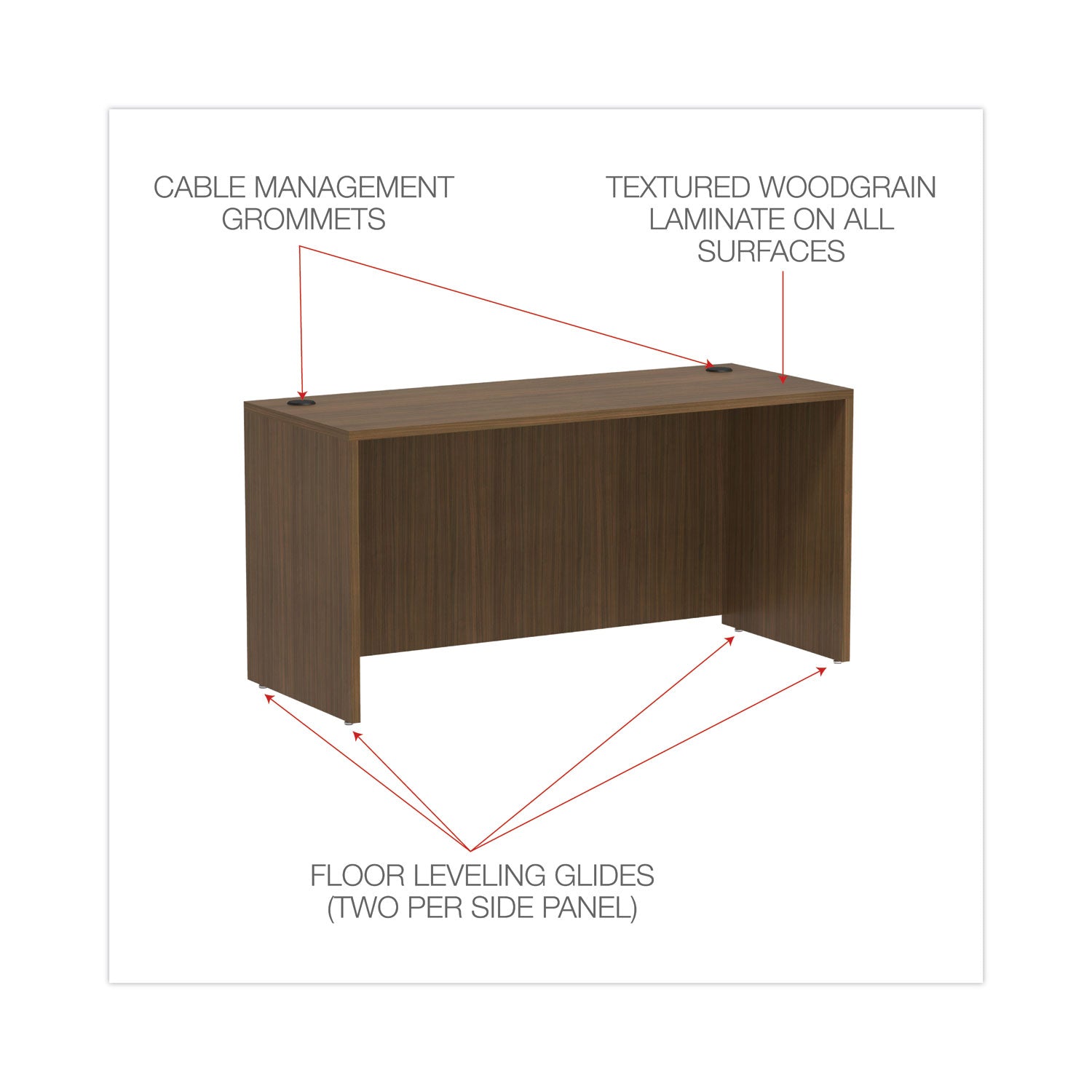 Alera® Alera Valencia Series Credenza Shell, 59.13w x 23.63d x 29.5h, Modern Walnut