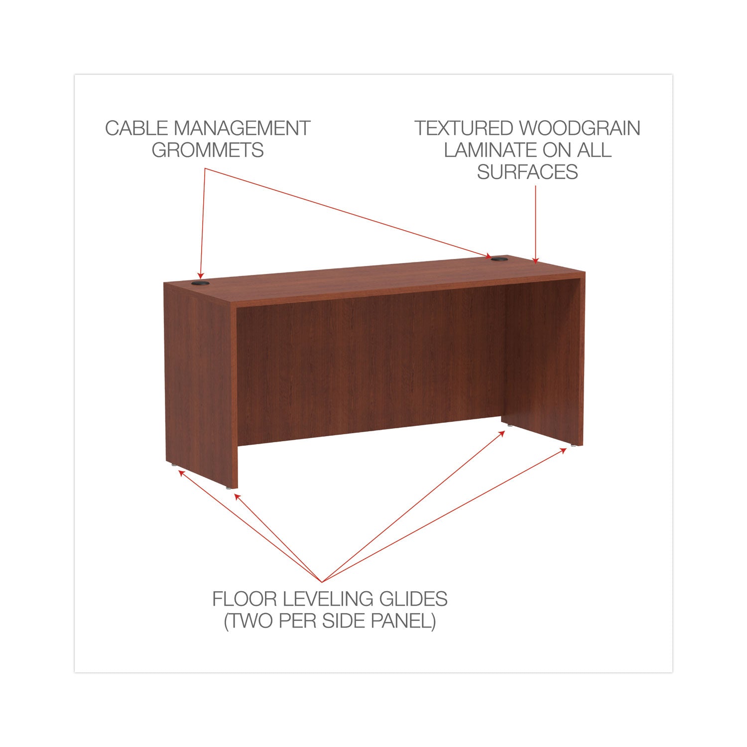 Alera® Alera Valencia Series Credenza Shells, 65w x 23.6d x 29.5h, Medium Cherry