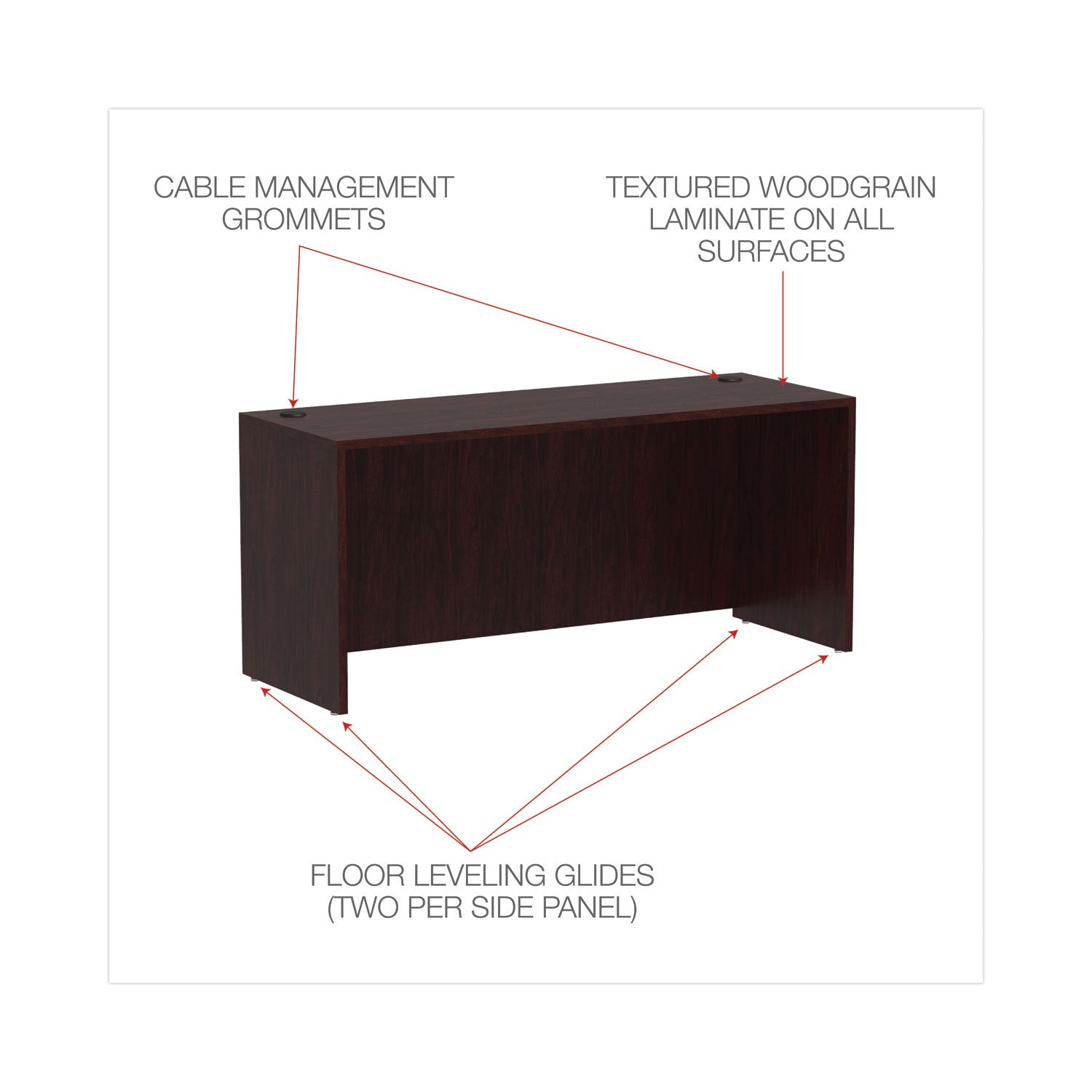 Alera® Alera Valencia Series Credenza Shells, 65w x 23.6d x 29.5h, Mahogany