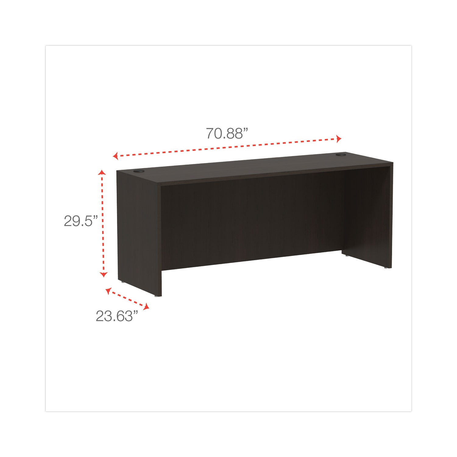 Alera® Alera Valencia Series Credenza Shell, 70.88w x 23.63d x 29.5h, Espresso