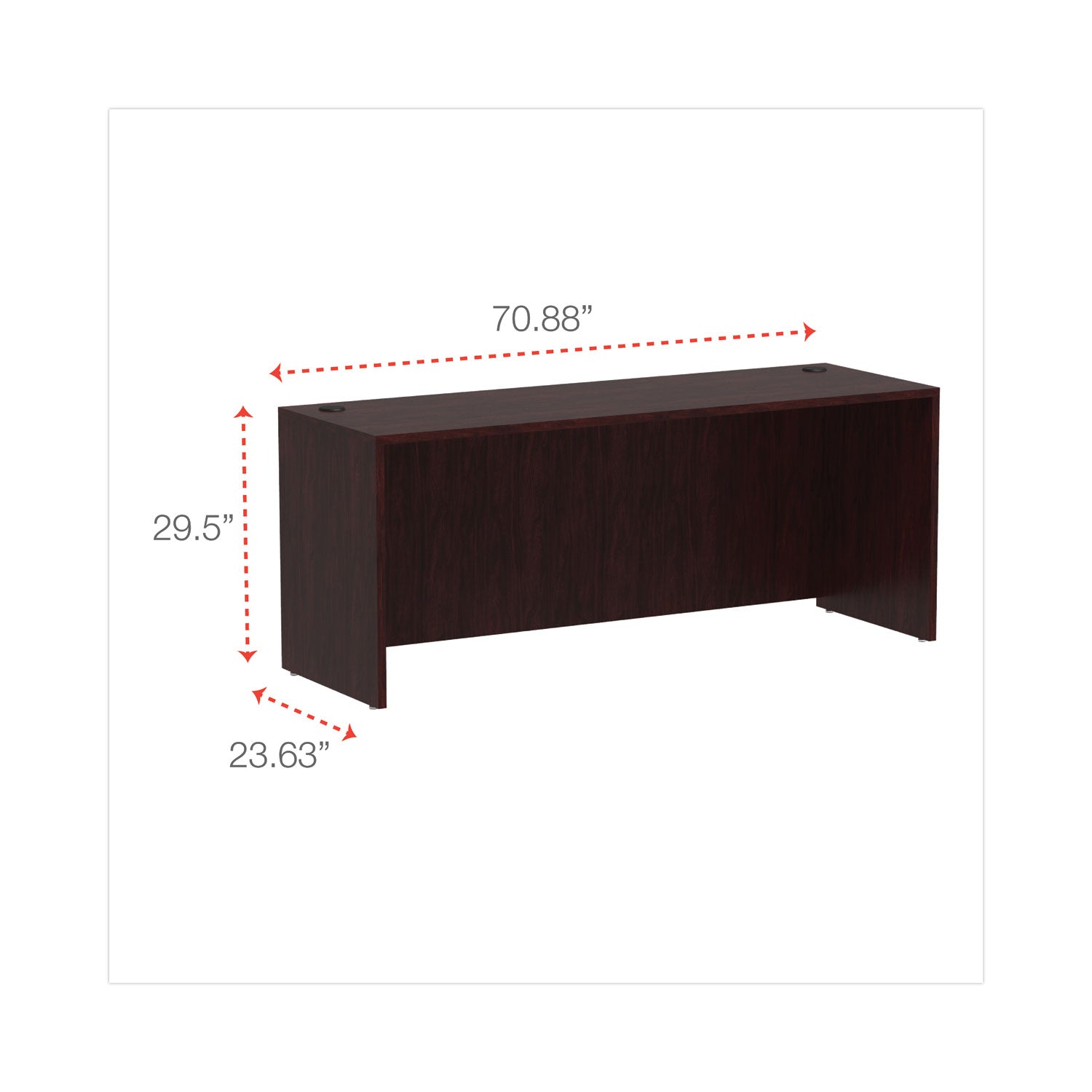 Alera® Alera Valencia Series Credenza Shell, 70.88w x 23.63d x 29.5h, Mahogany