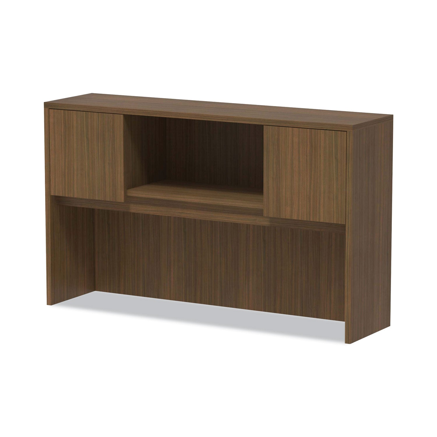 Alera® Alera Valencia Series Hutch with Doors, 4 Compartments, 58.88w x 15d x 35.38h, Modern Walnut