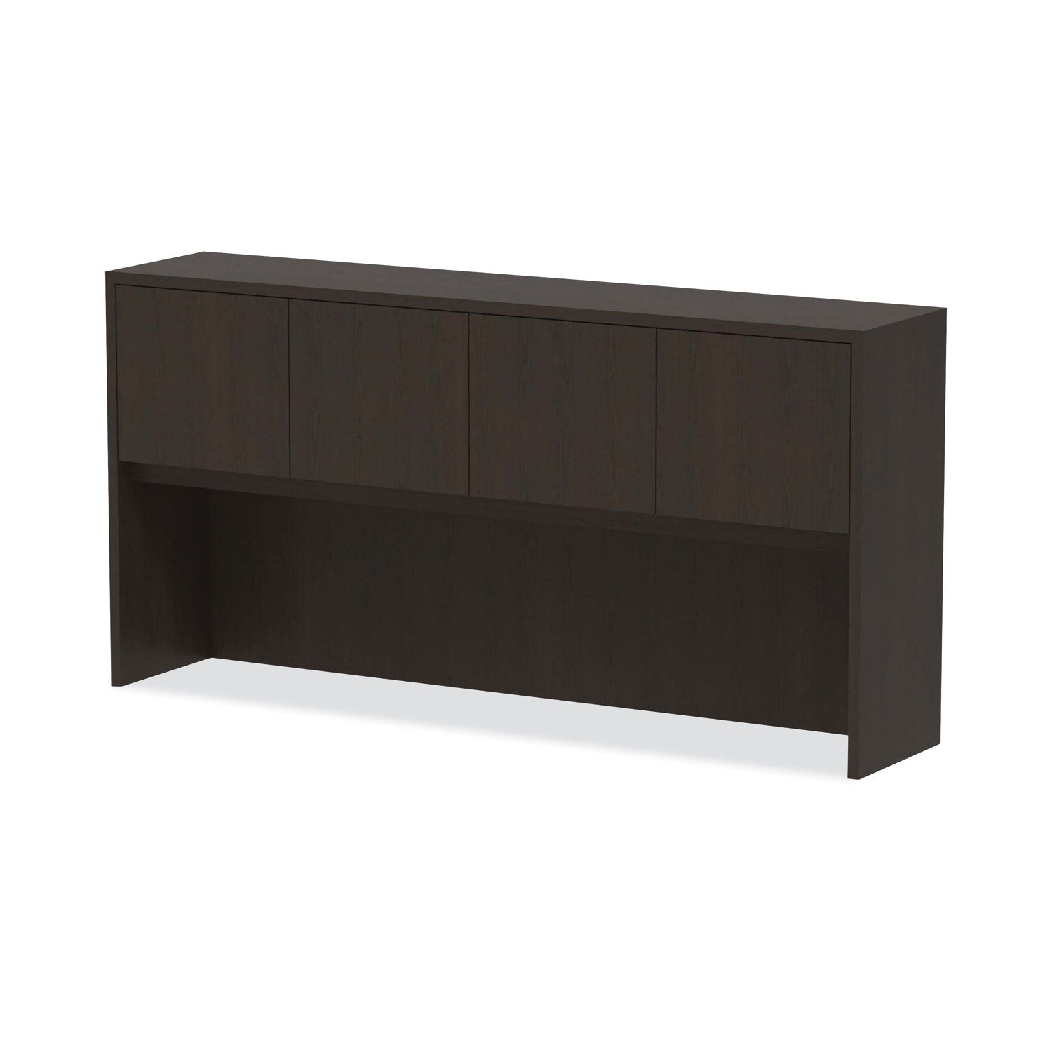 Alera® Alera Valencia Series Hutch with Doors, 4 Compartments, 70.63w x 15d x 35.38h, Espresso