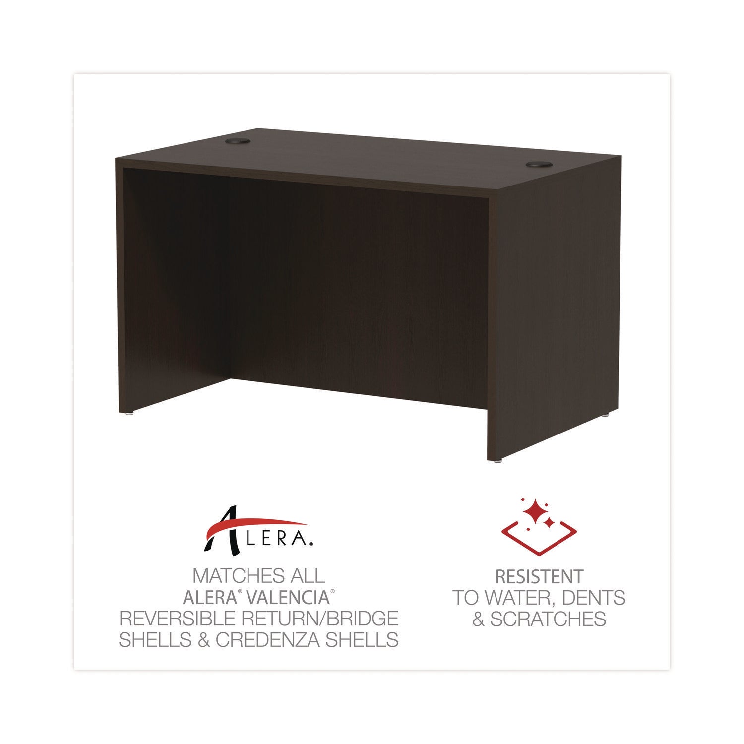 Alera® Alera Valencia Series Straight Front Desk Shell, 47.25" x 29.5" x 29.63", Espresso