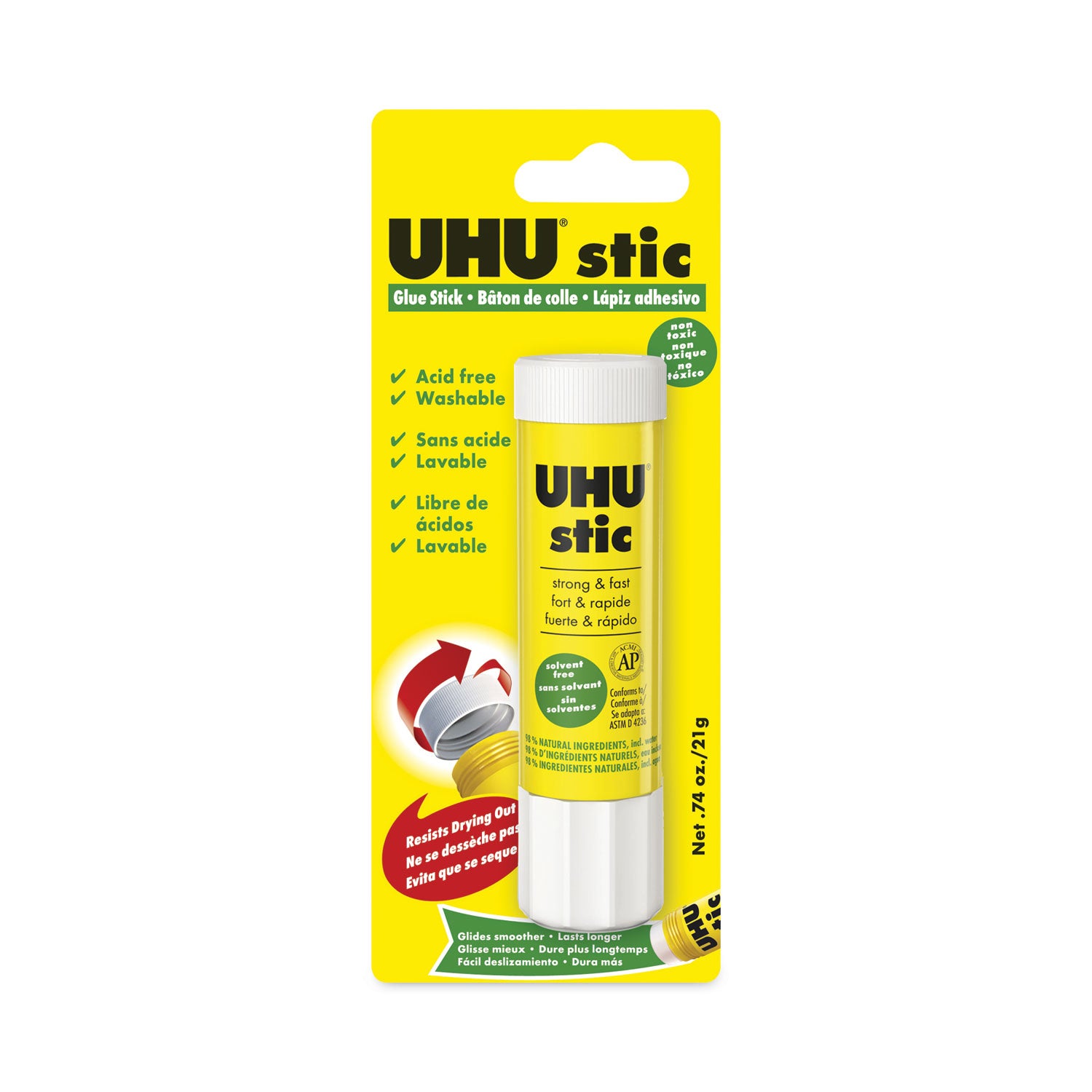 UHU® Stic Permanent Glue Stick, 0.74 oz, Dries Clear