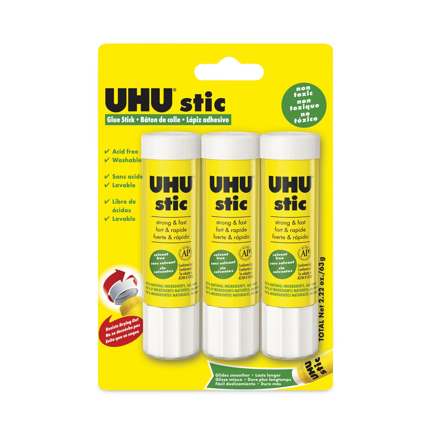 UHU® Stic Permanent Glue Stick, 0.74 oz, Dries Clear