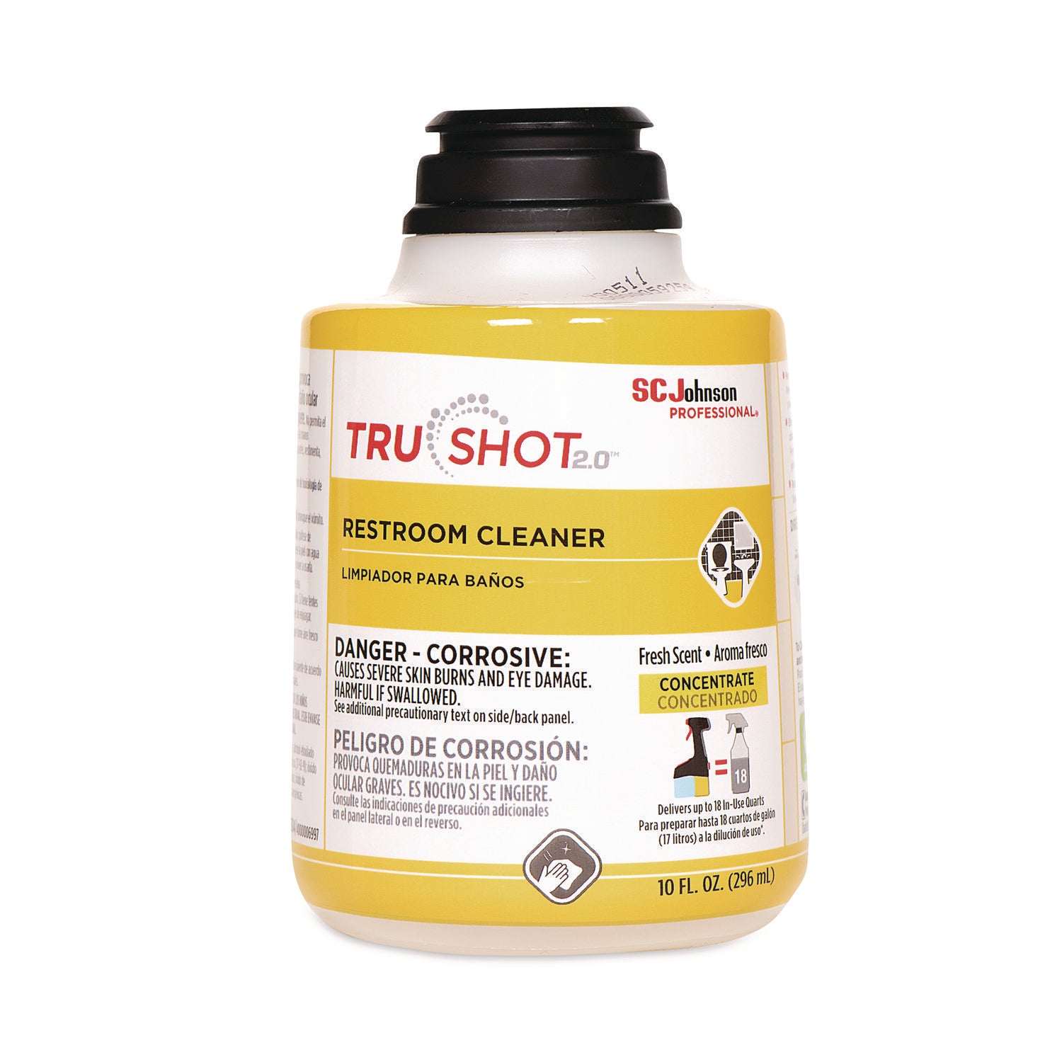 TruShot 2.0 Restroom Cleaner, Clean Fresh Scent, 10 oz Cartridge, 4/Carton