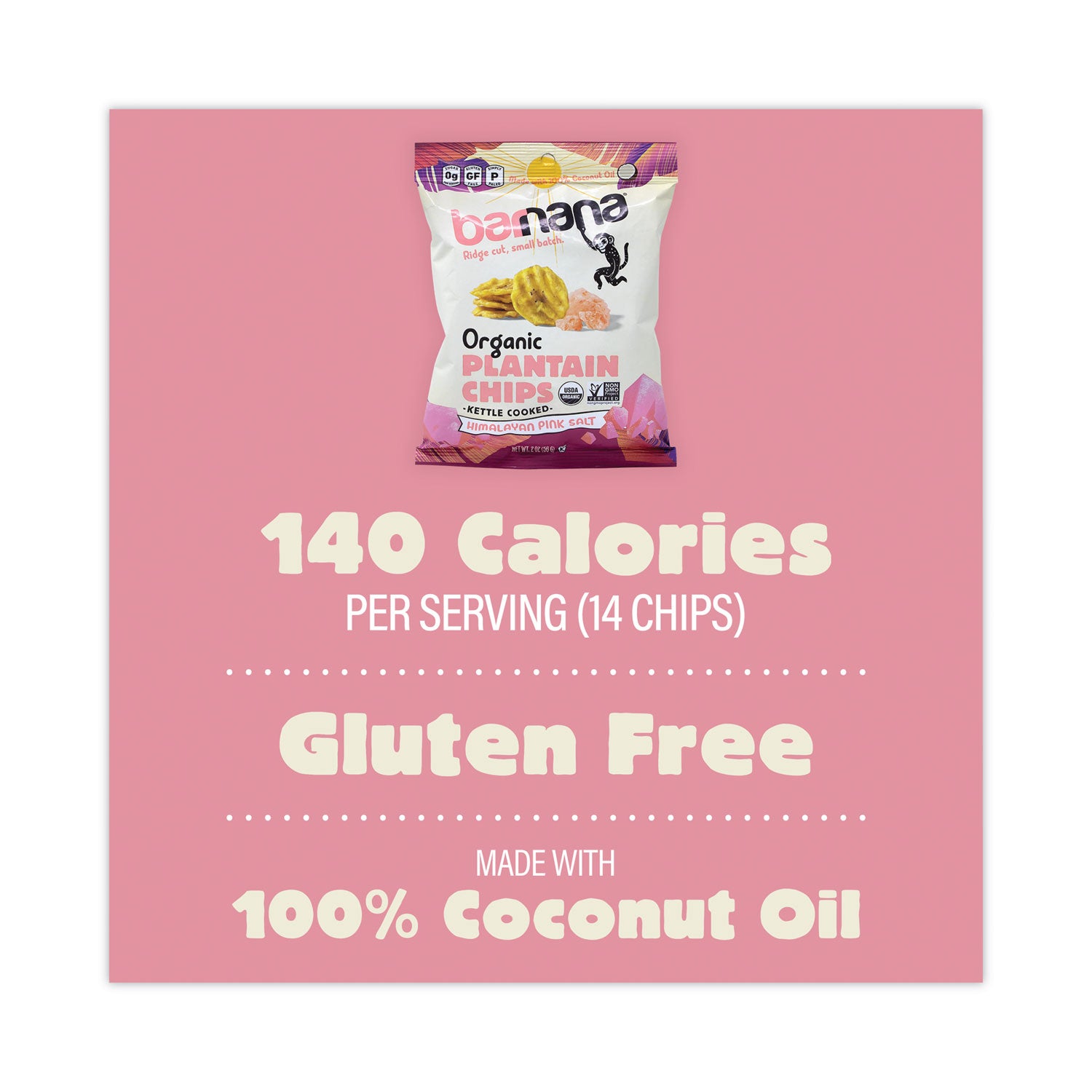 Barnana® Himalayan Pink Sea Salt Plantain Chips, 2 oz Bags, 12/Pack