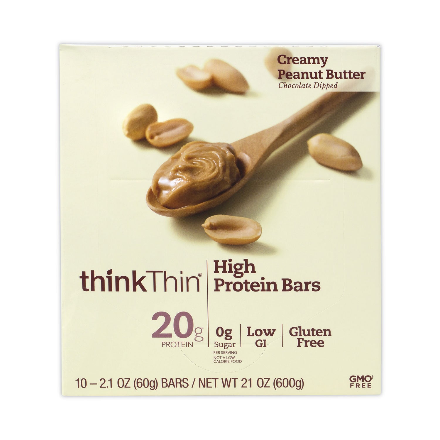 High Protein Bars, Creamy Peanut Butter, 2.1 oz Bar, 10 Bars/Carton