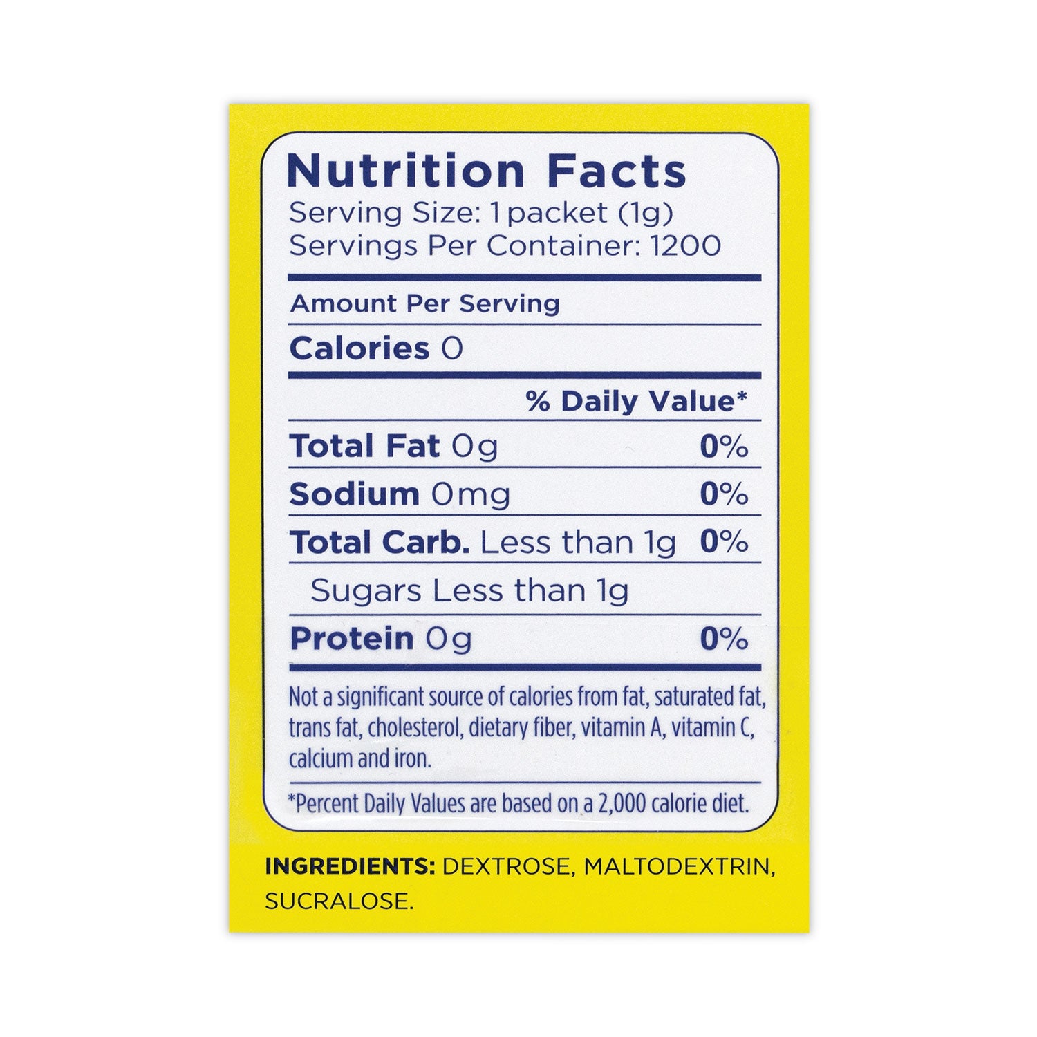 Splenda® No Calorie Sweetener Packets, 1 g, 1,200/Carton