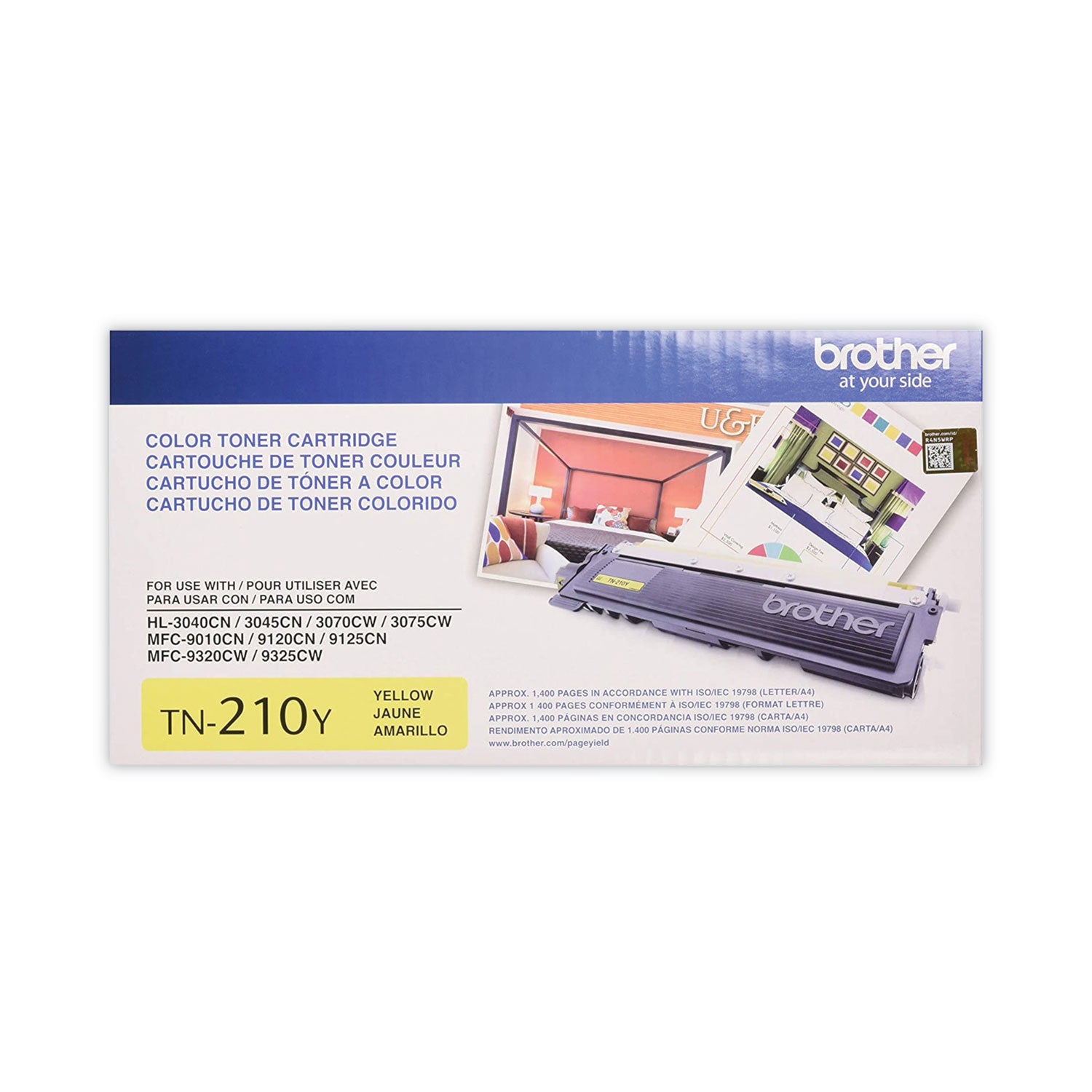 Brother TN210Y Toner, 1,400 Page-Yield, Yellow