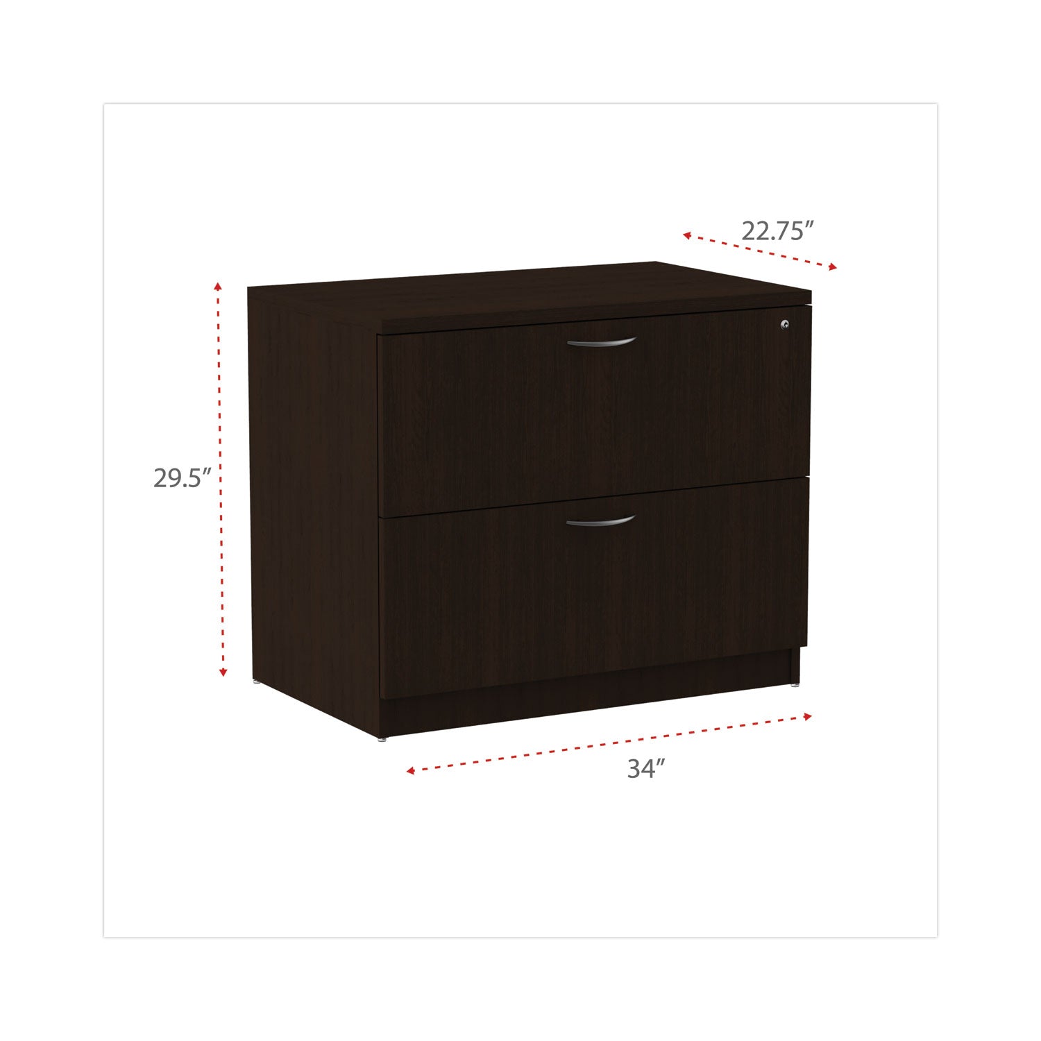 Alera® Alera Valencia Series Lateral File, 2 Legal/Letter-Size File Drawers, Espresso, 34" x 22.75" x 29.5"