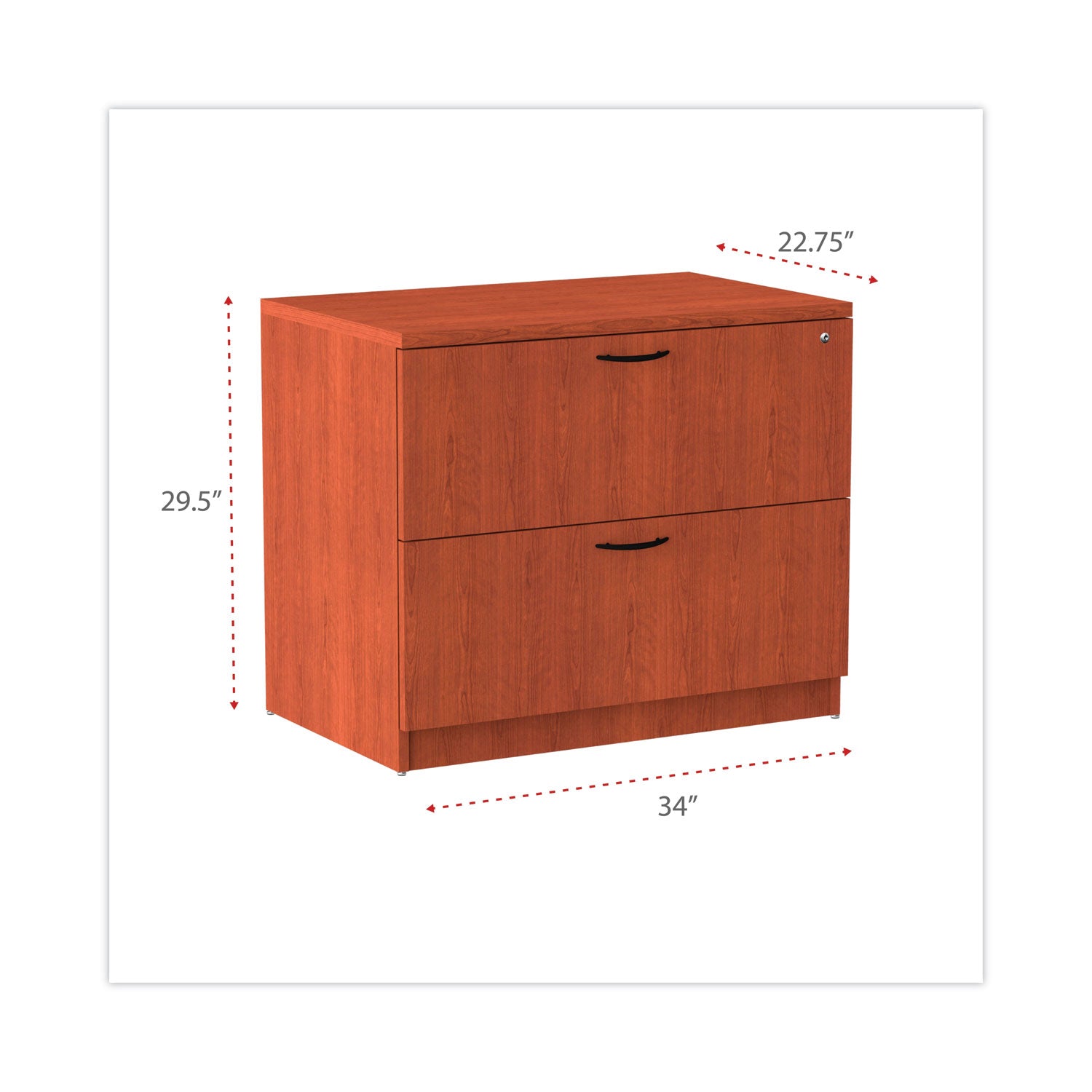 Alera® Alera Valencia Series Lateral File, 2 Legal/Letter-Size File Drawers, Medium Cherry, 34" x 22.75" x 29.5"