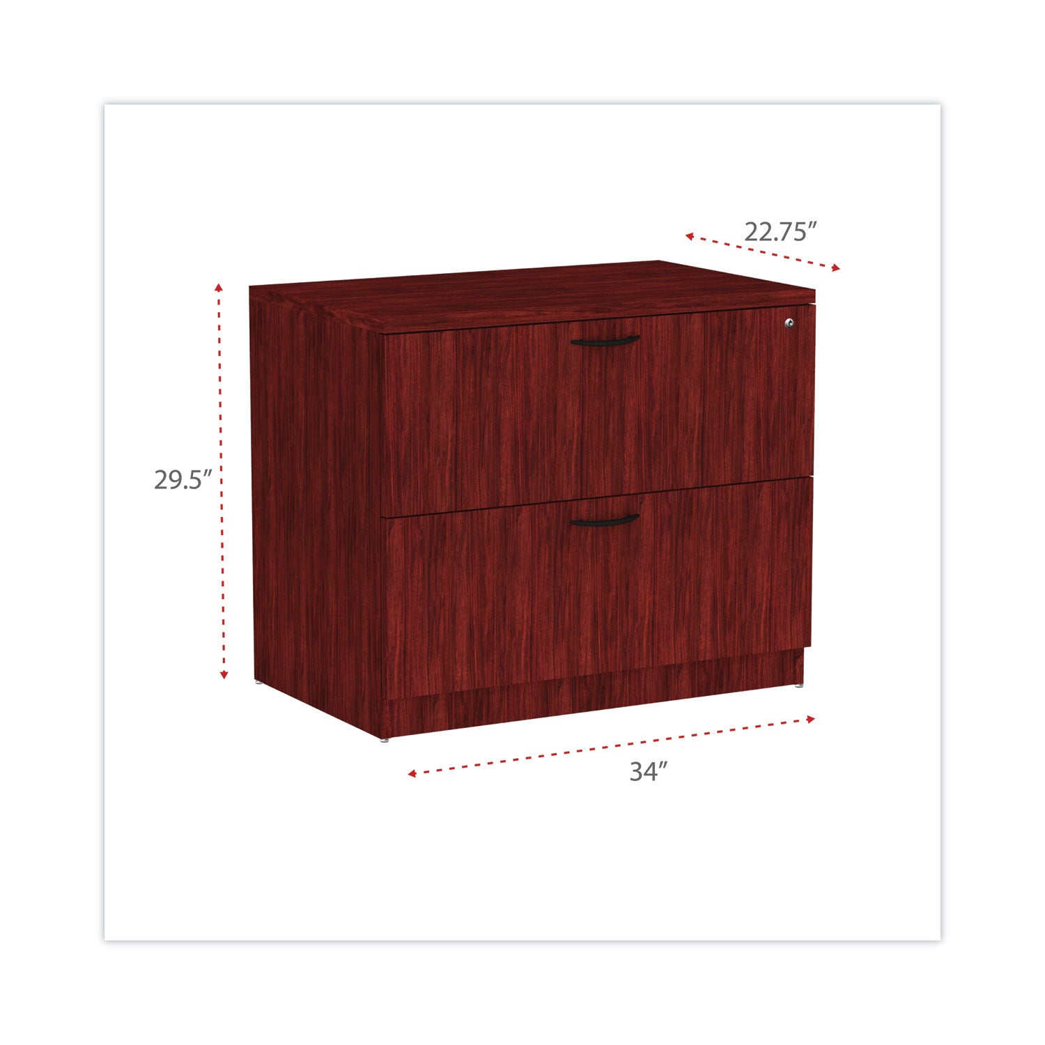 Alera® Alera Valencia Series Lateral File, 2 Legal/Letter-Size File Drawers, Mahogany, 34" x 22.75" x 29.5"