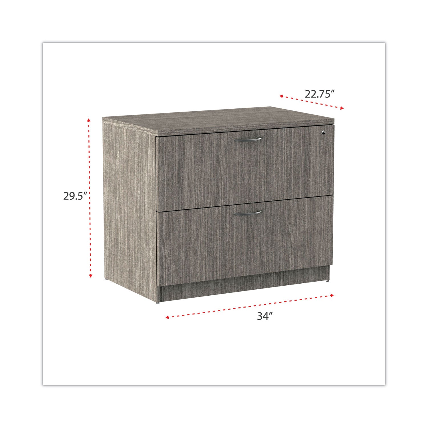 Alera® Alera Valencia Series Lateral File, 2 Legal/Letter-Size File Drawers, Gray, 34" x 22.75" x 29.5"