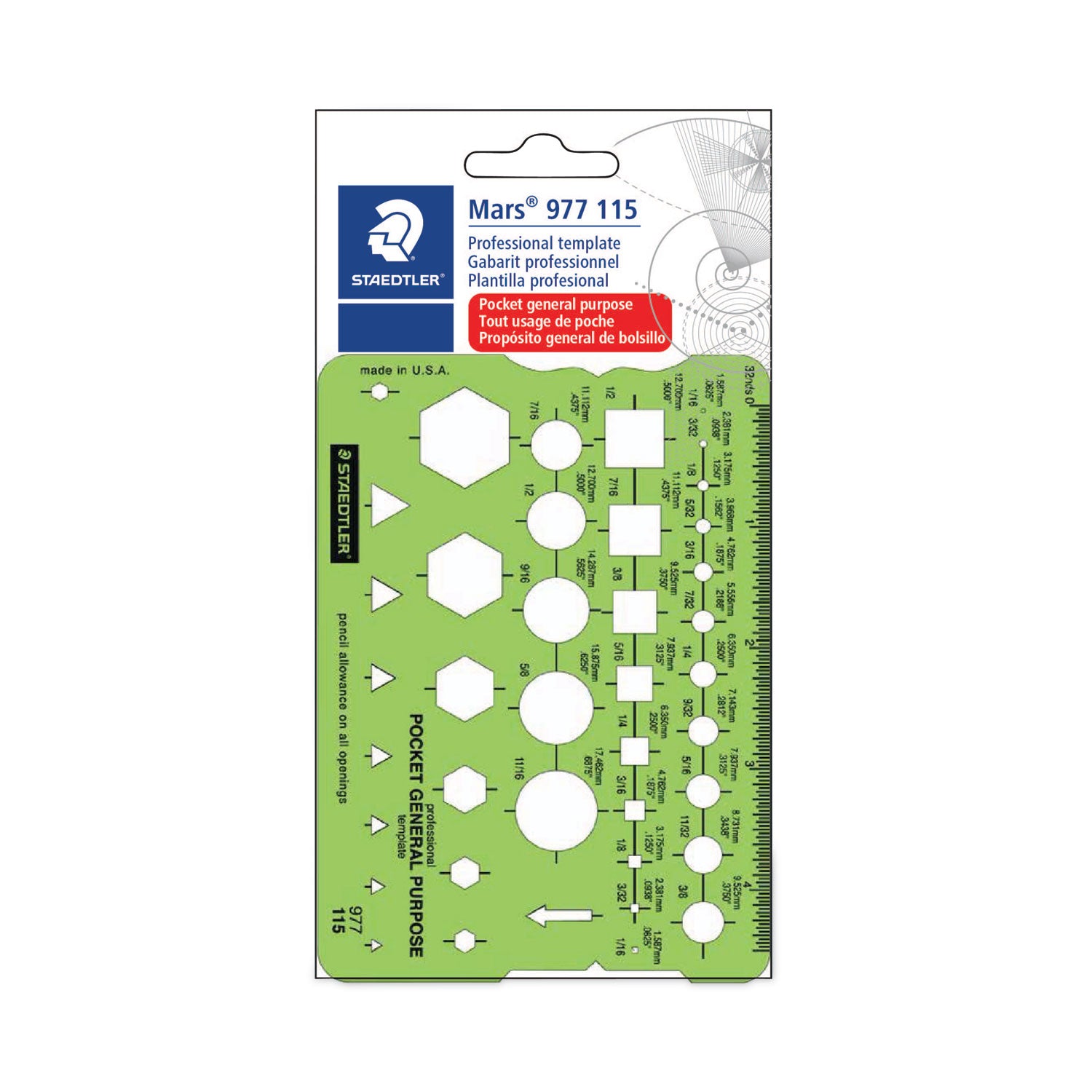 Staedtler® Templates, 40 Geometric Shapes, 3.63 x 5.13, Green