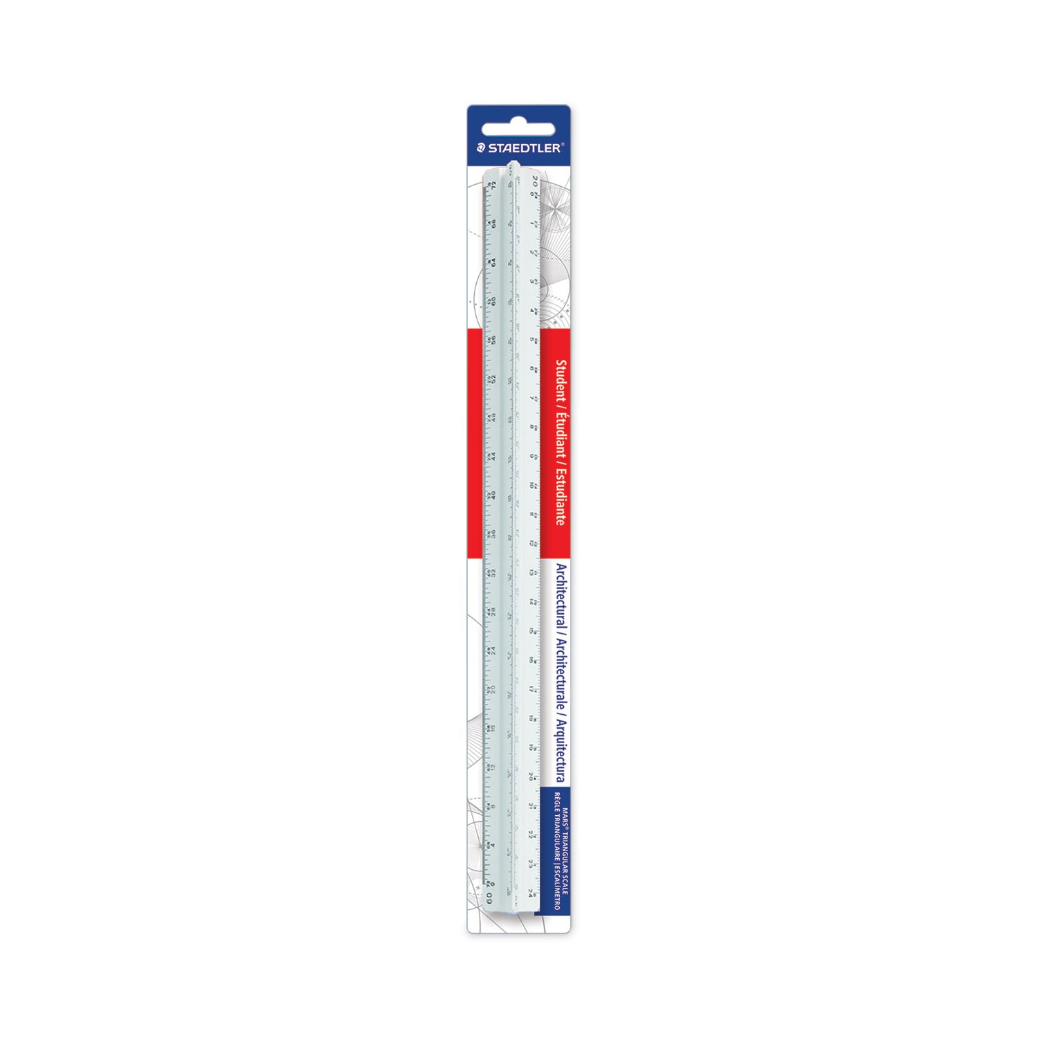 Staedtler® Triangular Scale Plastic Architects Ruler, 12" Long, Plastic, White