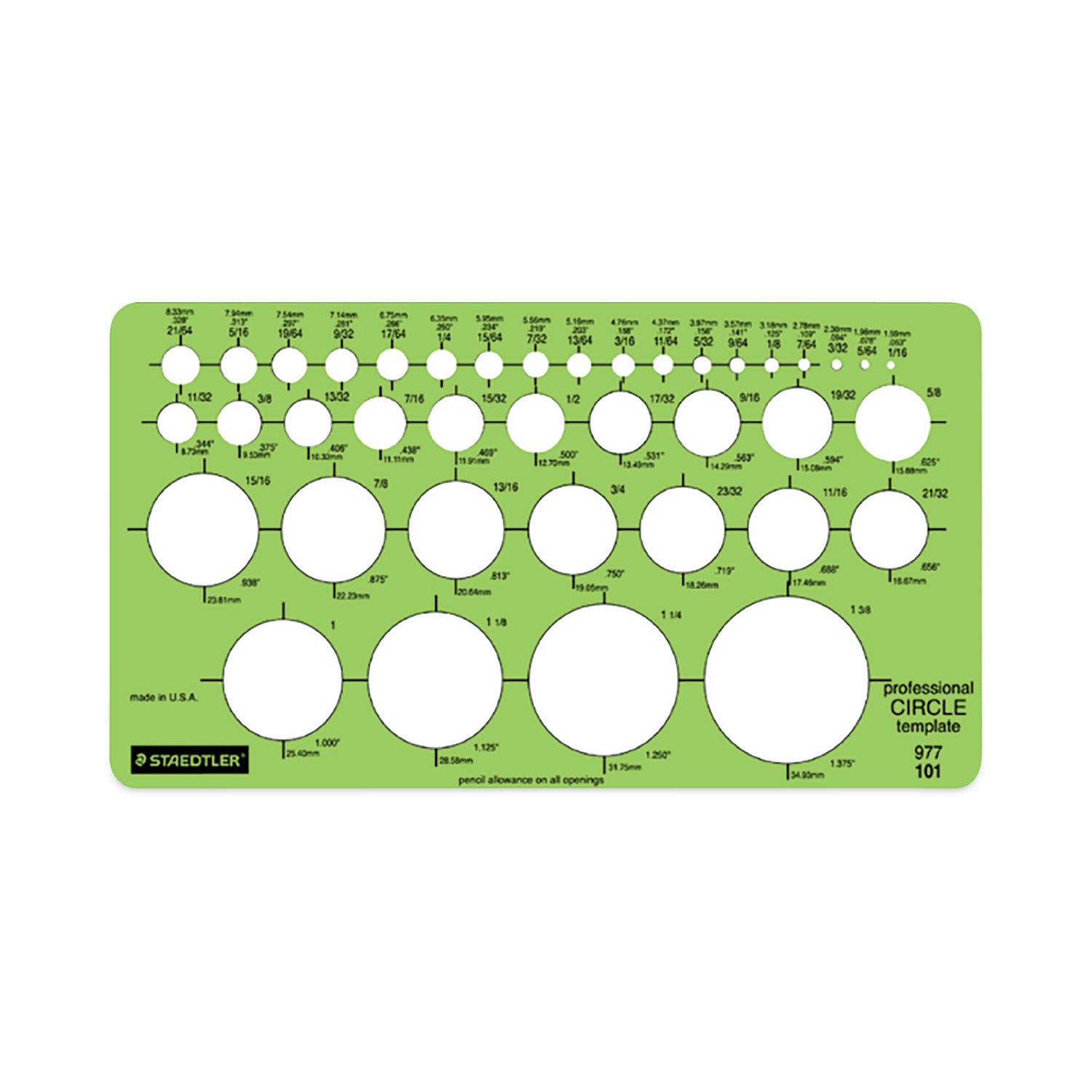 Templates, 39 Circles, 4 x 7.25, Green