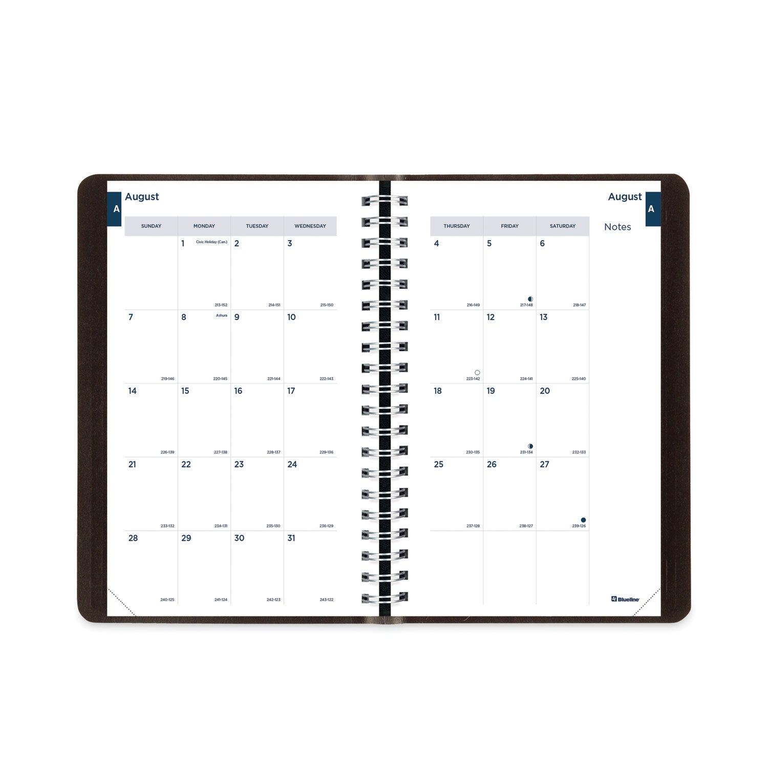 Blueline® Academic Daily/Monthly Planner, 8 x 5, Black Cover, 12-Month (Aug to July): 2024 to 2025