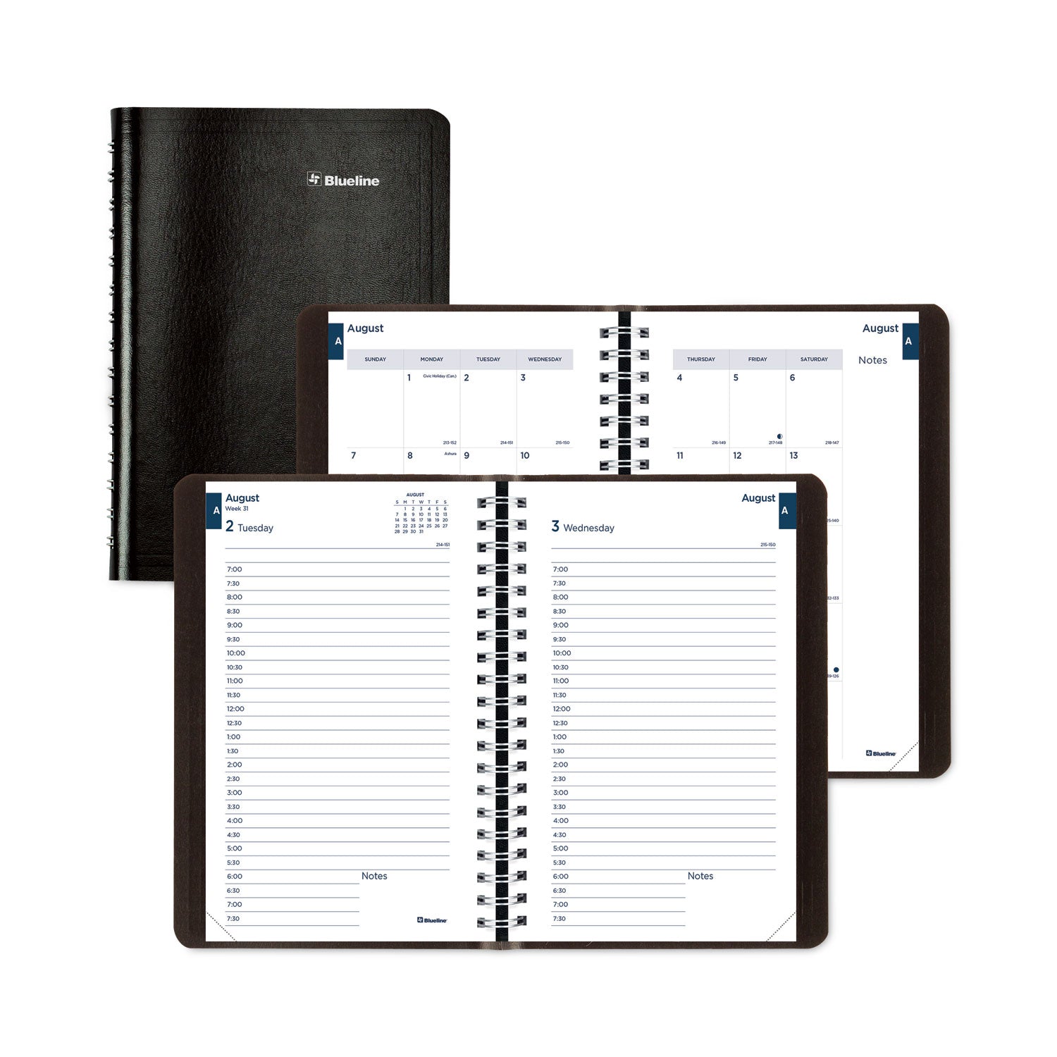 Academic Daily/Monthly Planner, 8 x 5, Black Cover, 12-Month (Aug to July): 2024 to 2025