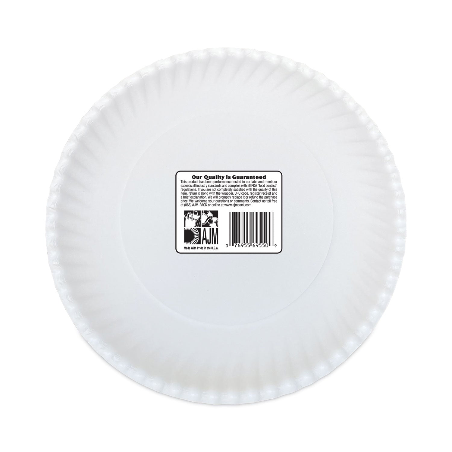 AJM Packaging Corporation Original Heavyweights Paper Plates, 9" dia, White, 120/Pack, 8 Packs/Carton