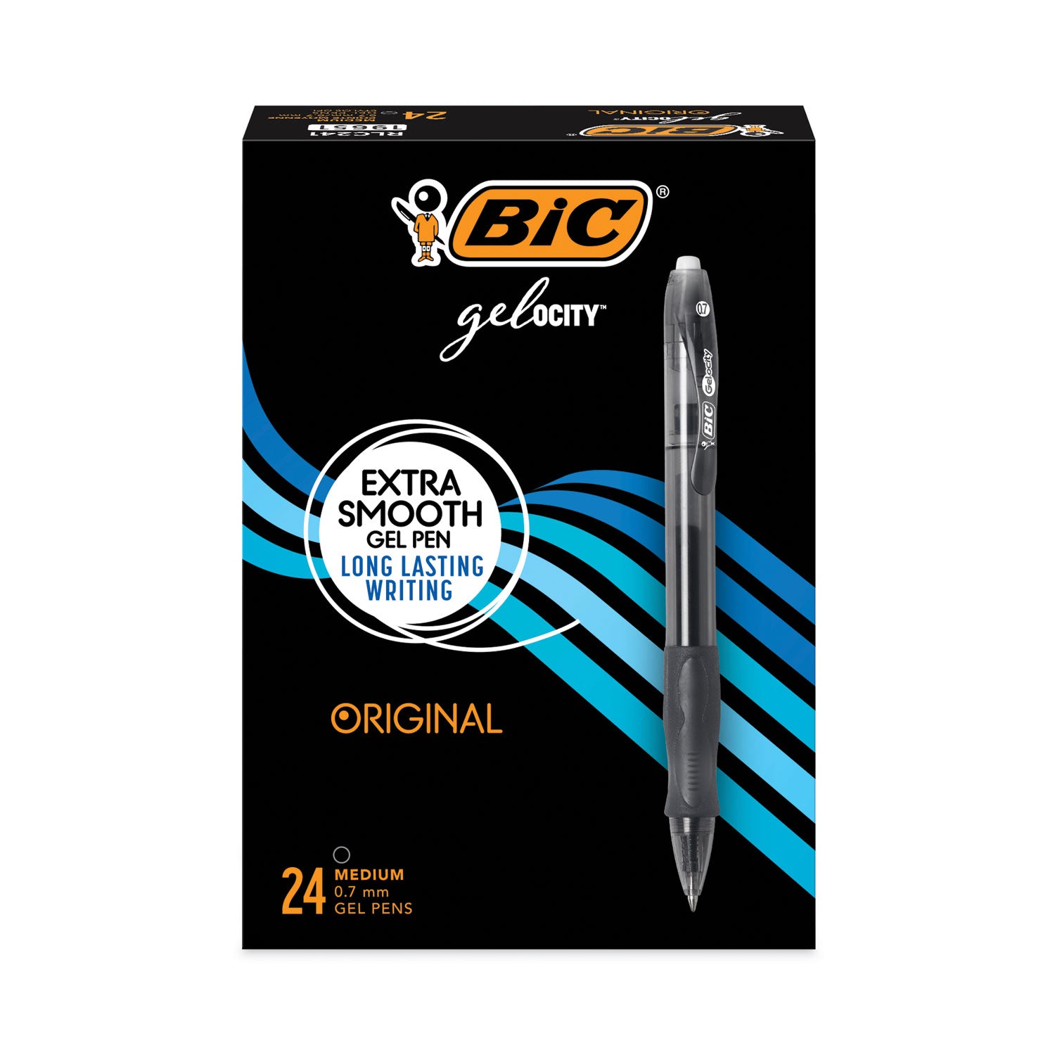 Gel-ocity Gel Pen Value Pack, Retractable, Medium 0.7 mm, Black Ink, Clear/Black Barrel, 24/Pack