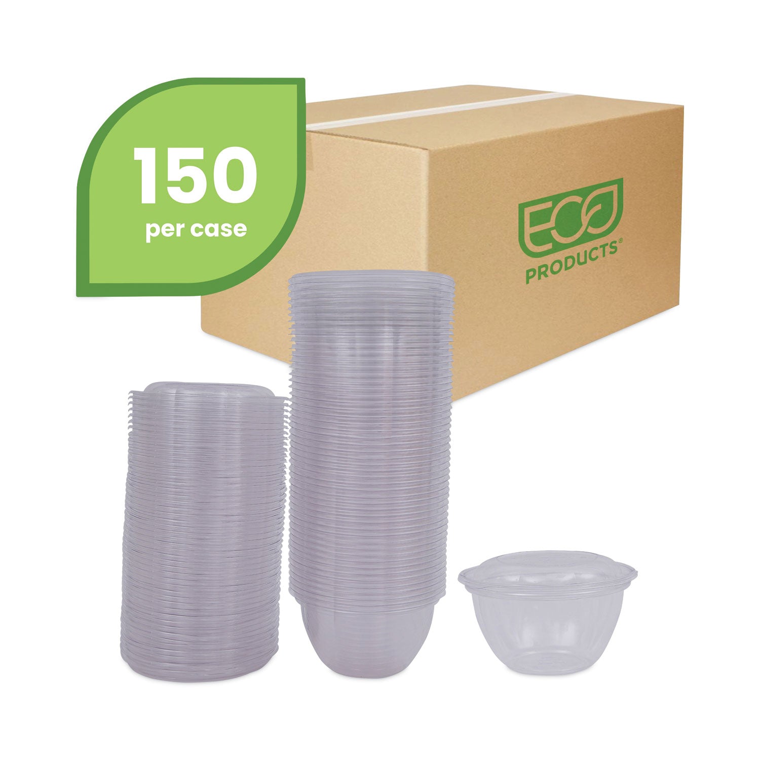 Eco-Products® Renewable and Compostable Containers, 18 oz, 5.5" Diameter x 2.3"h, Clear, Plastic, 150/Carton