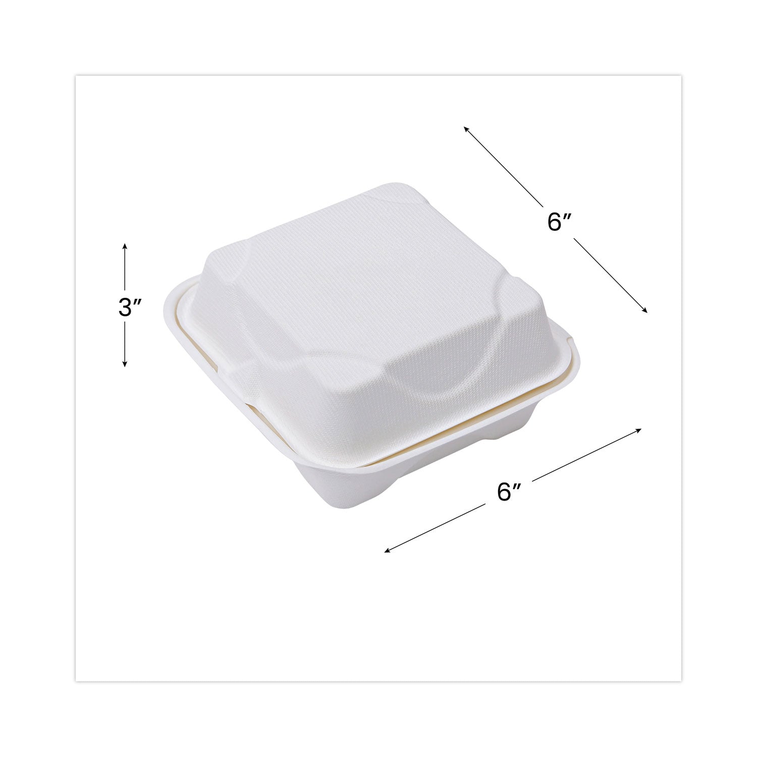 Bagasse Hinged Clamshell Containers, 6 x 6 x 3, White, Sugarcane, 50/Pack, 10 Packs/Carton Eco-Products® Flipcost