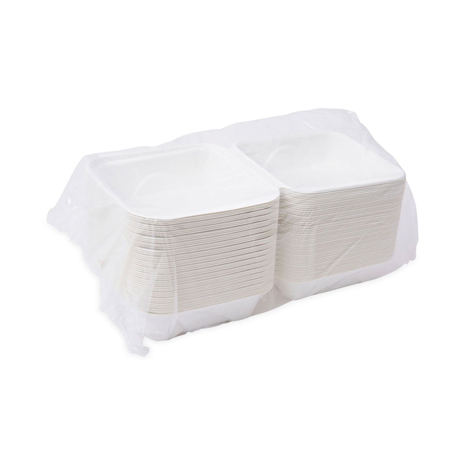 Bagasse Hinged Clamshell Containers, 6 x 6 x 3, White, Sugarcane, 50/Pack, 10 Packs/Carton Eco-Products® Flipcost