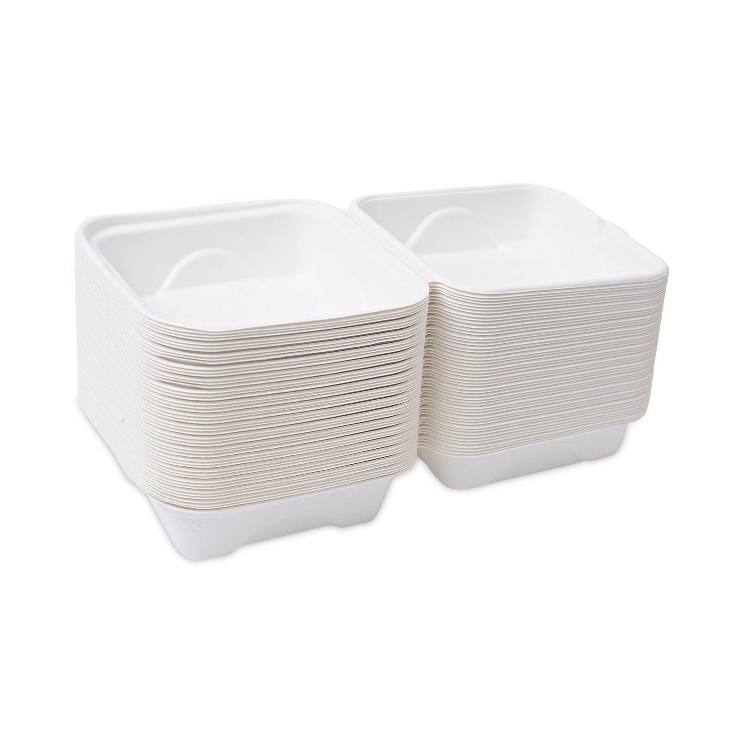 Bagasse Hinged Clamshell Containers, 6 x 6 x 3, White, Sugarcane, 50/Pack, 10 Packs/Carton Eco-Products® Flipcost