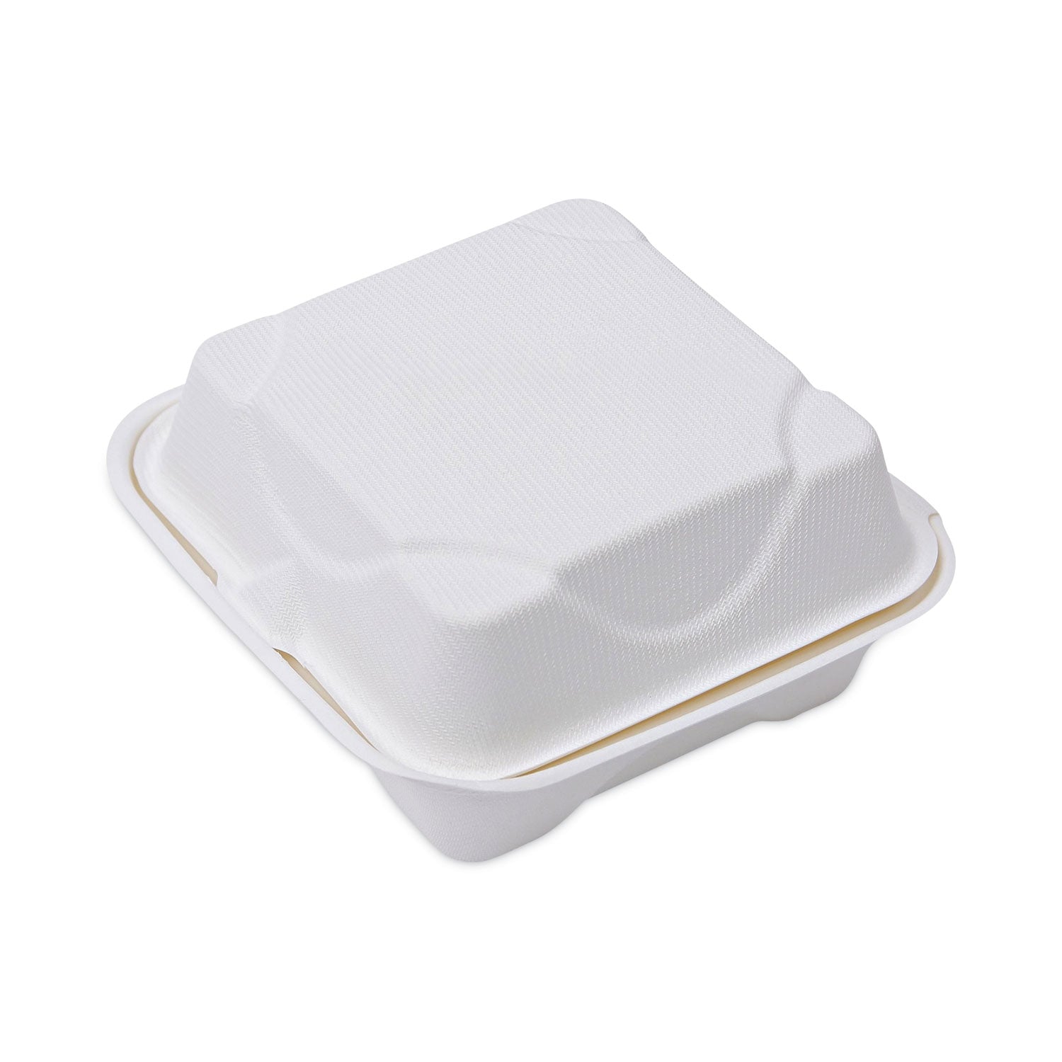 Bagasse Hinged Clamshell Containers, 6 x 6 x 3, White, Sugarcane, 50/Pack, 10 Packs/Carton Eco-Products® Flipcost