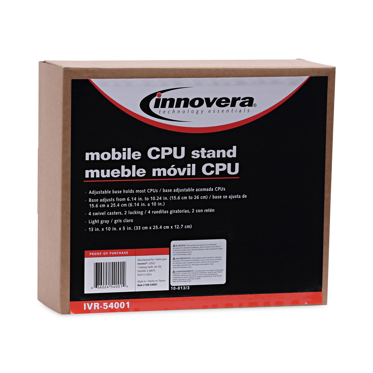 Innovera® Mobile CPU Stand, 8.75w x 10d x 5h, Light Gray