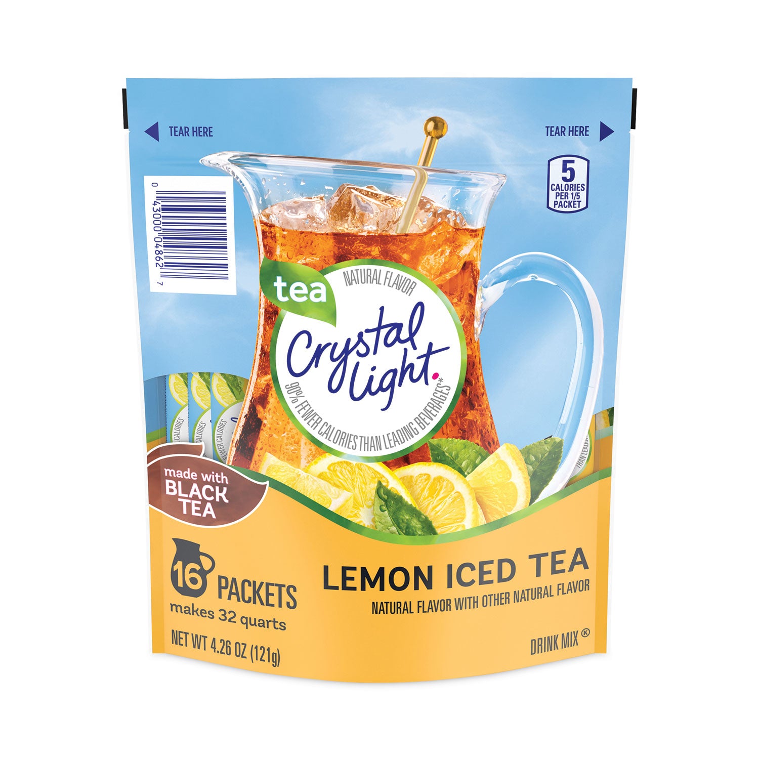 Flavored Drink Mix Pitcher Packs, Iced Tea, 0.14 oz Packets, 16 Packets/Pouch, 1 Pouch/Carton