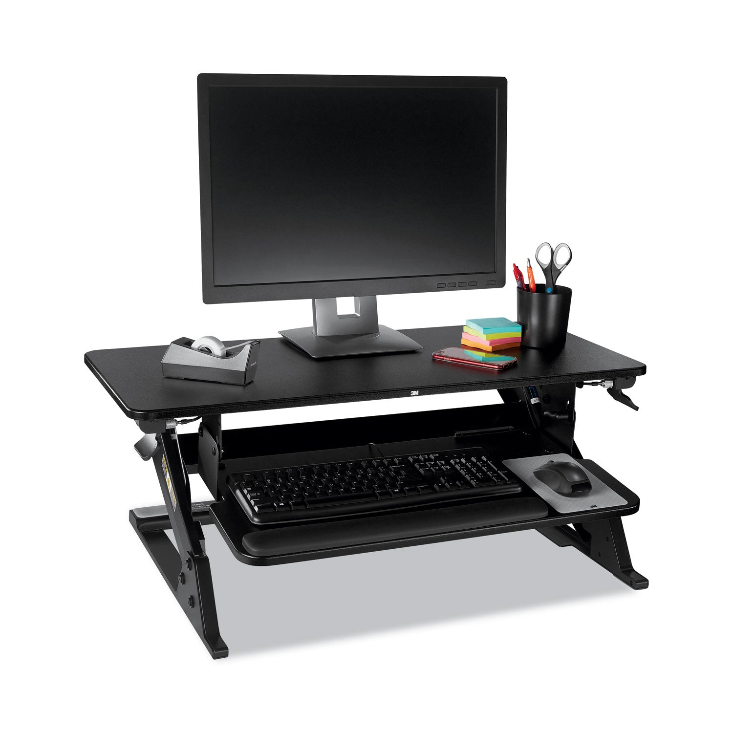 3M™ Precision Standing Desk, 35.4" x 22.2" x 6.2" to 20", Black