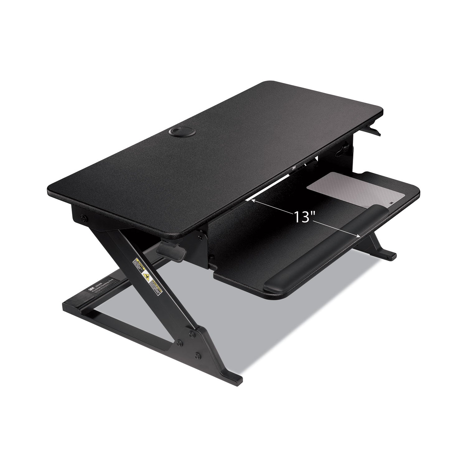 3M™ Precision Standing Desk, 35.4" x 22.2" x 6.2" to 20", Black