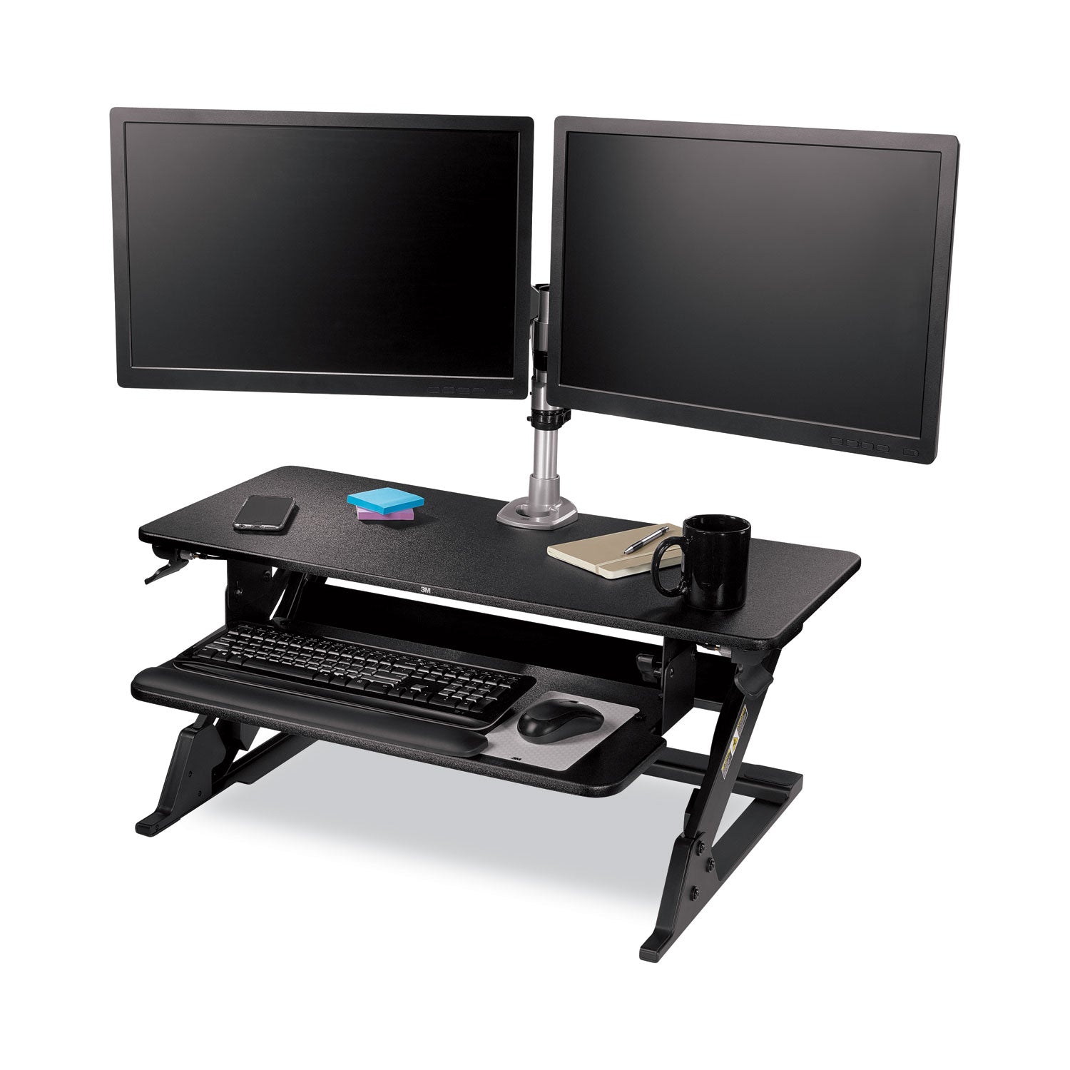 3M™ Precision Standing Desk, 35.4" x 22.2" x 6.2" to 20", Black