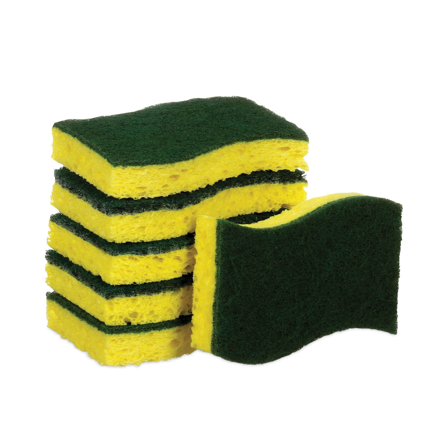 Scotch-Brite® Heavy-Duty Scrub Sponge, 4.5 X 2.7, 0.6" Thick, Yellow/green, 6/pack