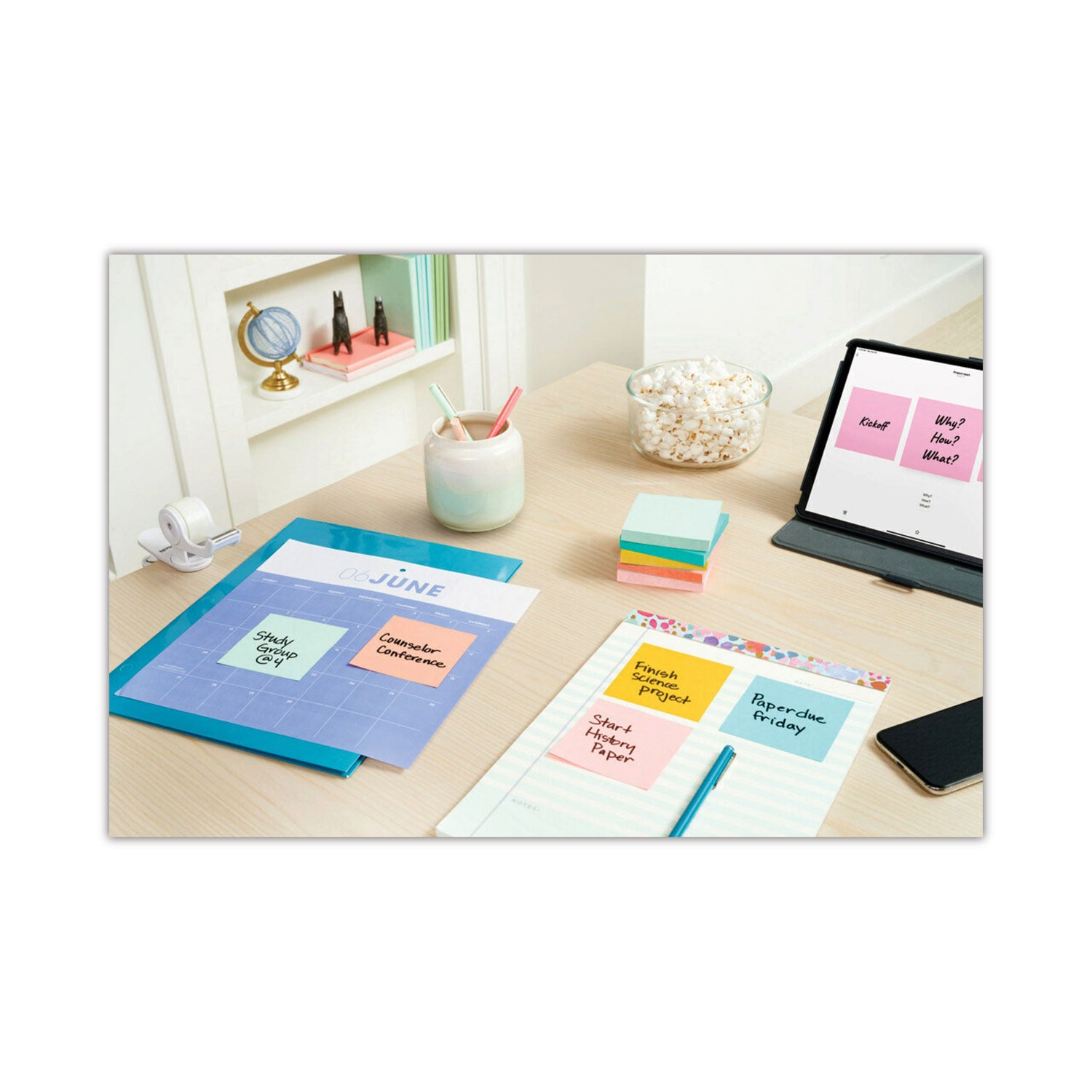 Post-it® Notes Original Pads in Beachside Cafe Collection Colors, 3" x 3", 100 Sheets/Pad, 12 Pads/Pack