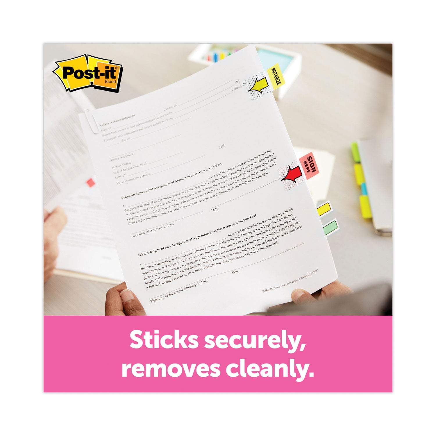 Post-it® Flags Page Flags in Dispenser, "Sign Here", Yellow, 200 Flags/Dispenser